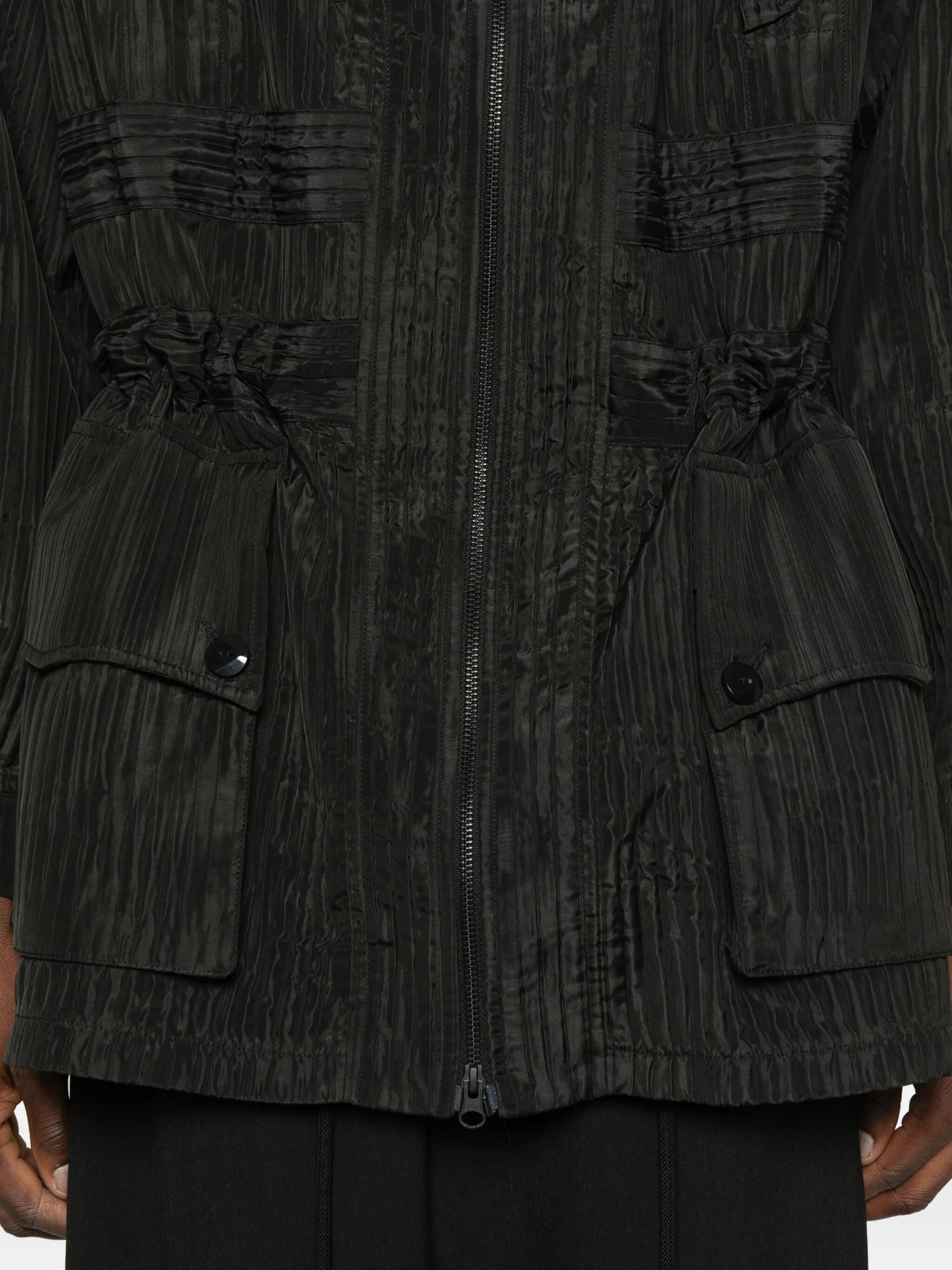 fine-ribbed parka coat