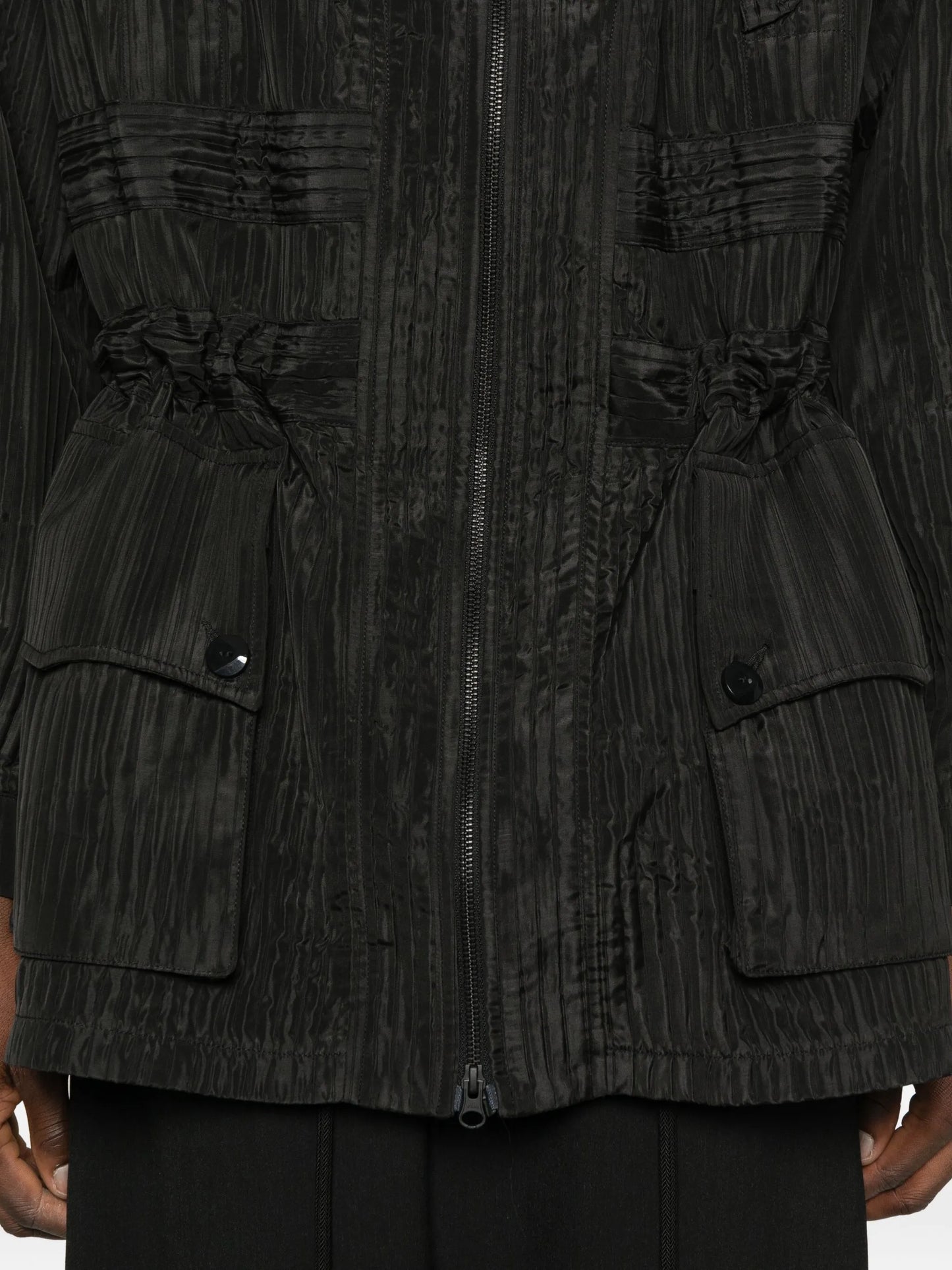 fine-ribbed parka coat