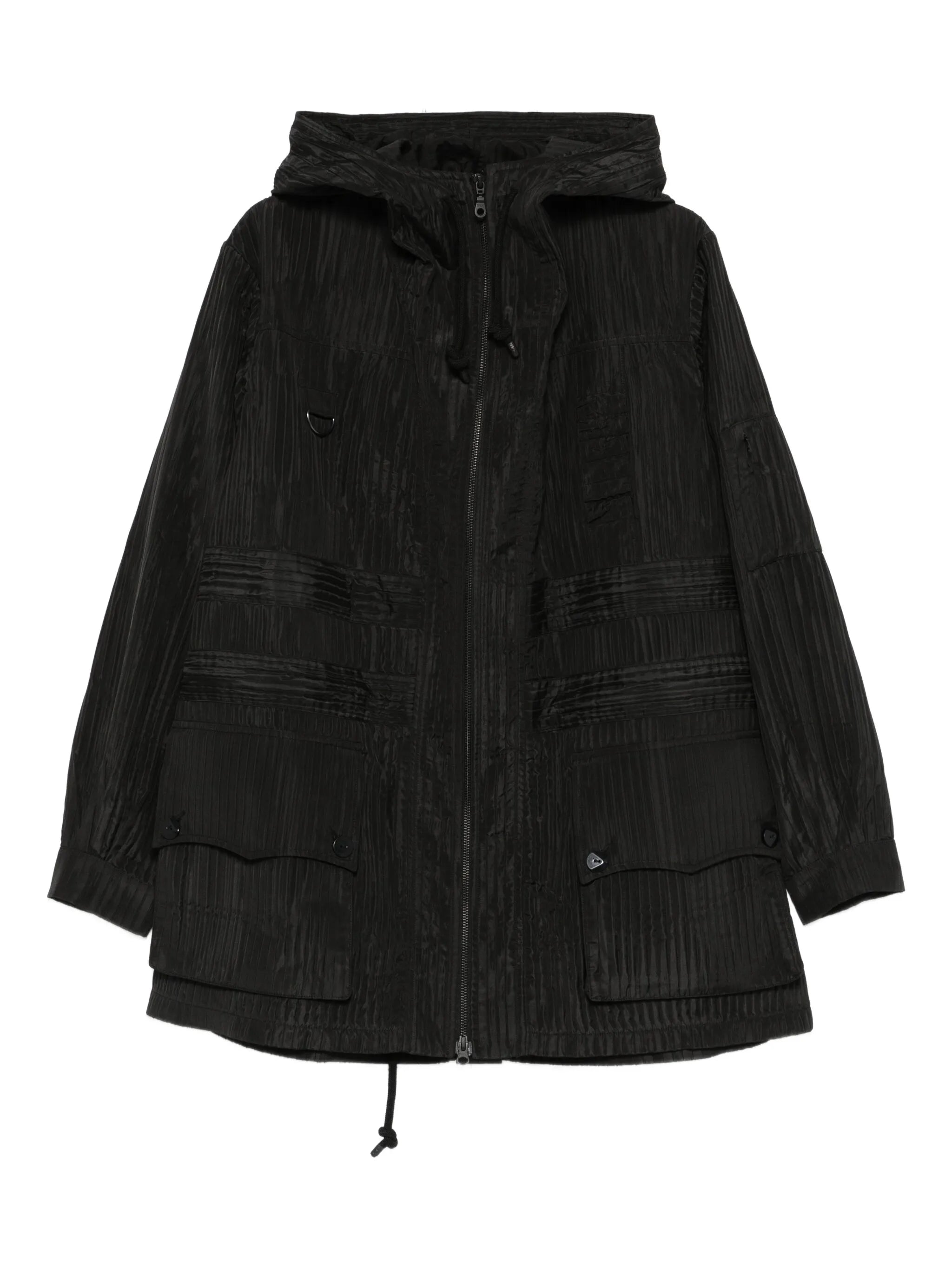 fine-ribbed parka coat