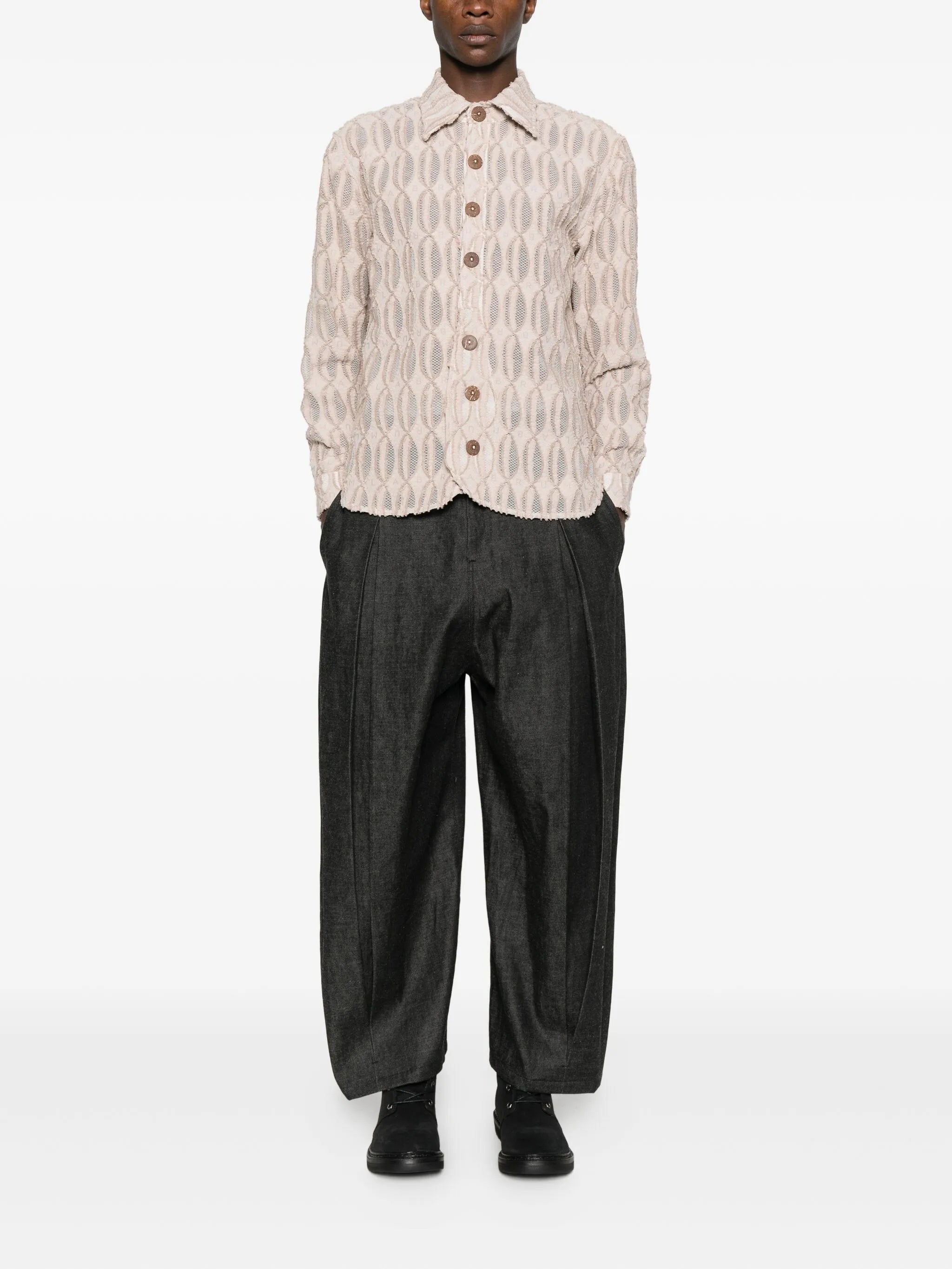 Freetown monogram-pattern shirt