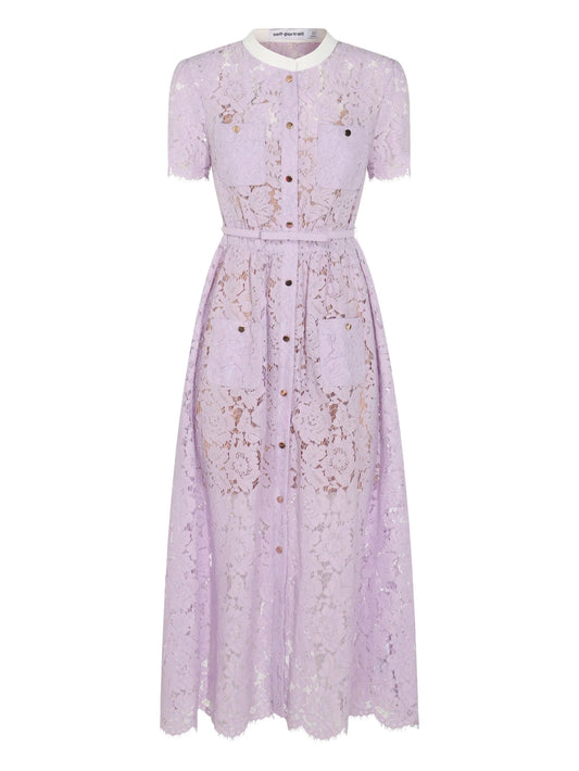 lace button-up midi dress