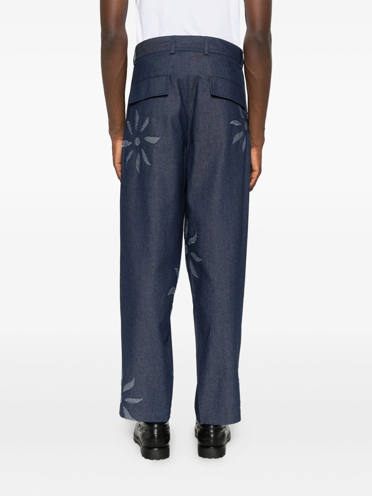 floral-embellished high-waisted trousers