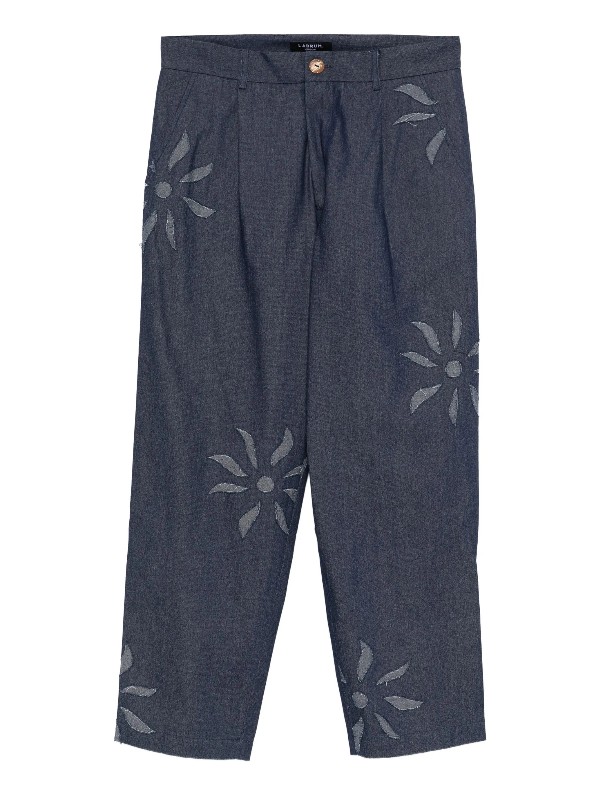 floral-embellished high-waisted trousers