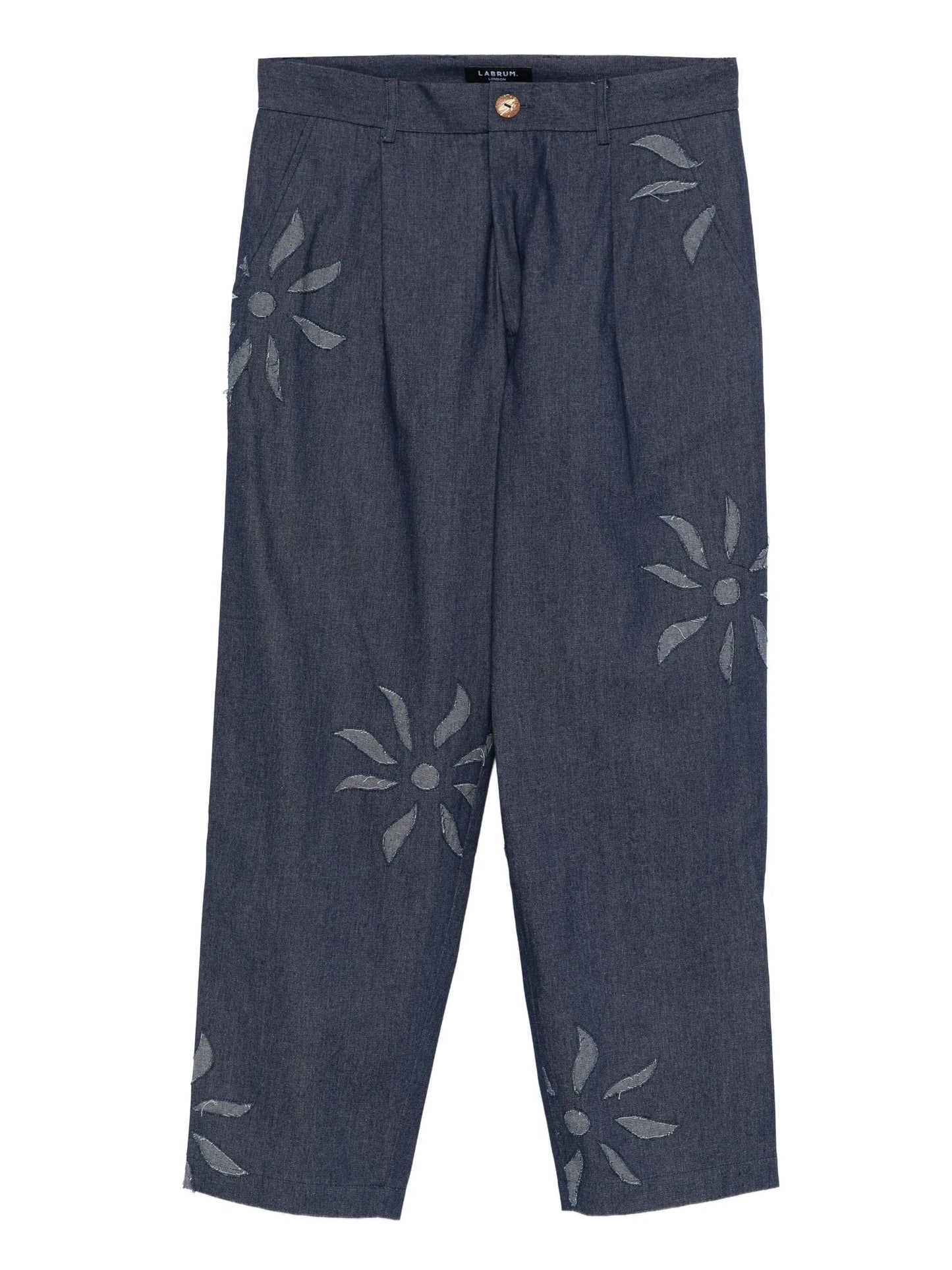 floral-embellished high-waisted trousers
