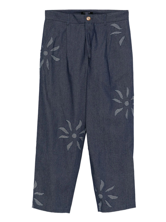 floral-embellished high-waisted trousers
