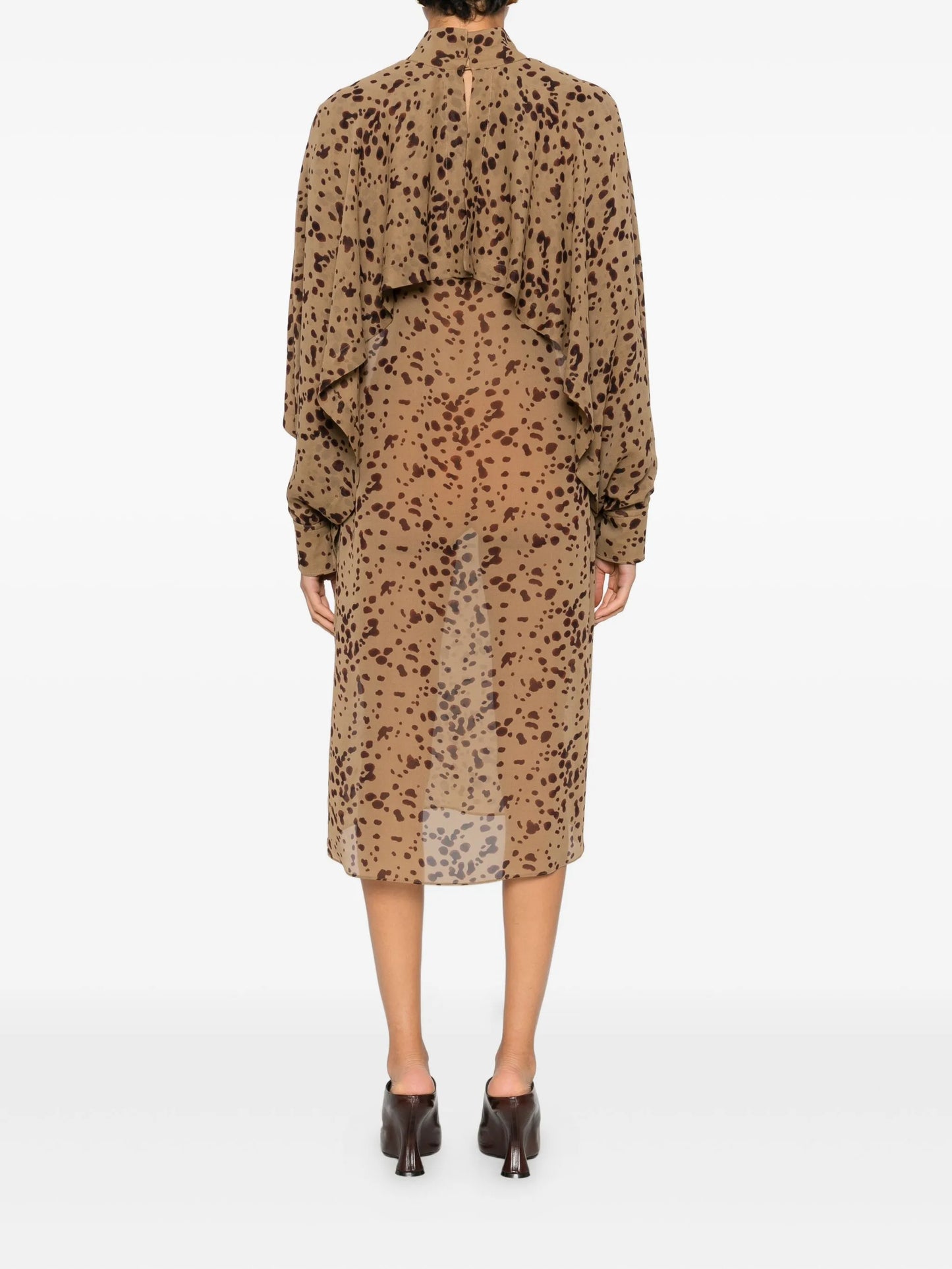 ruffled printed midi dress