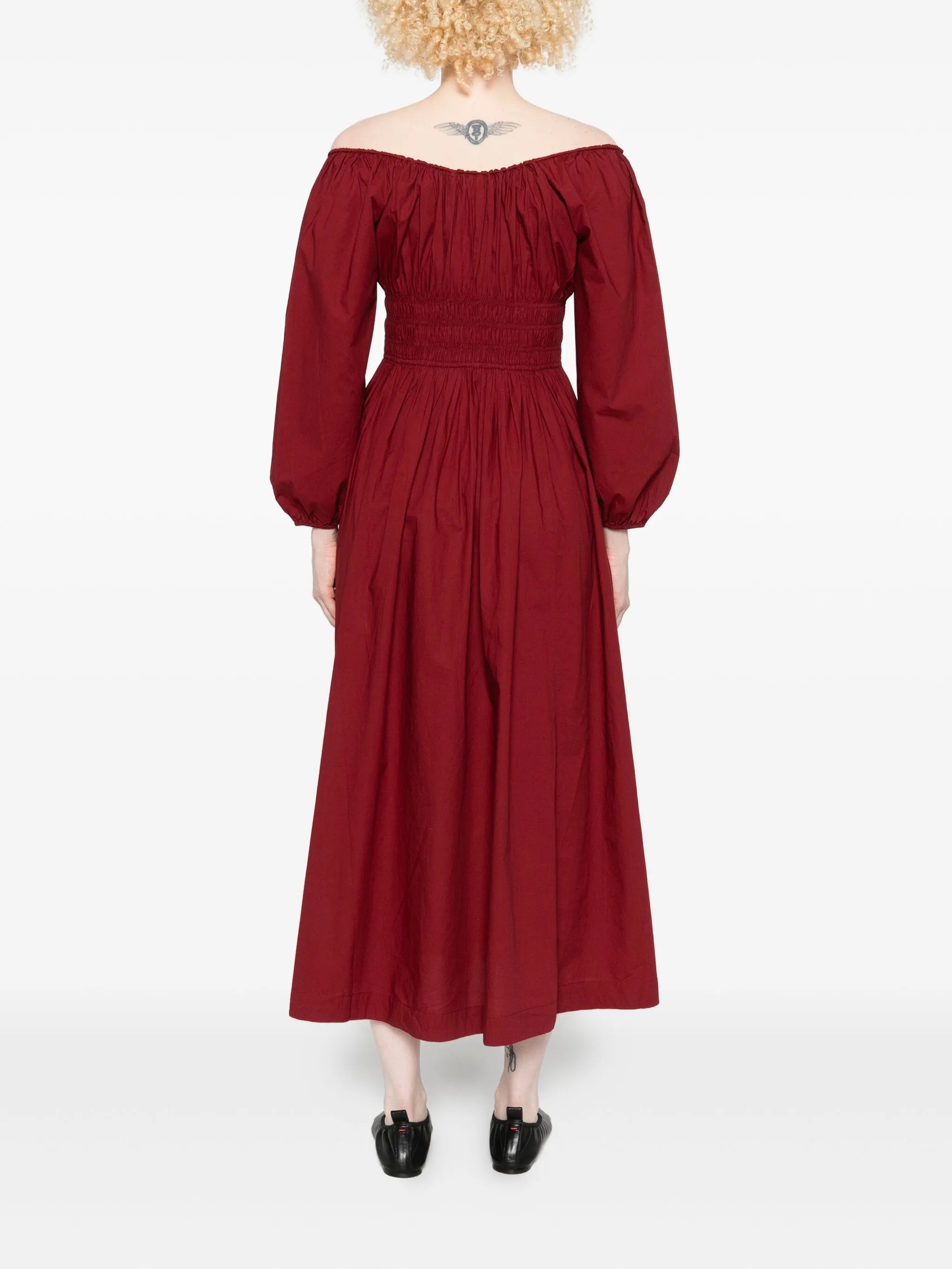 Quintessa puff-sleeve smocked dress