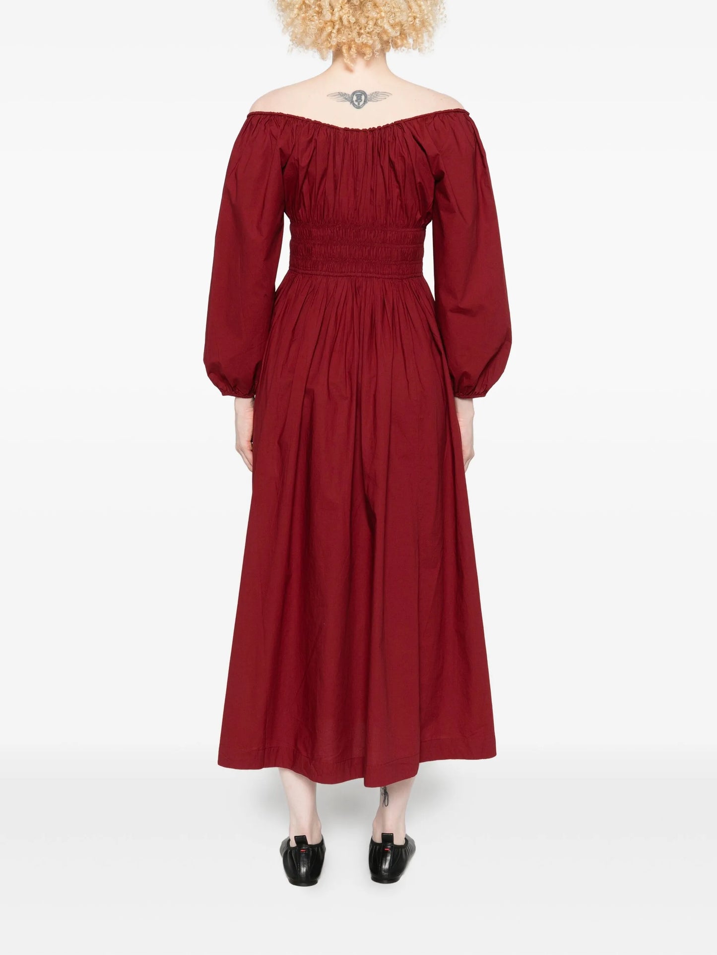 Quintessa puff-sleeve smocked dress