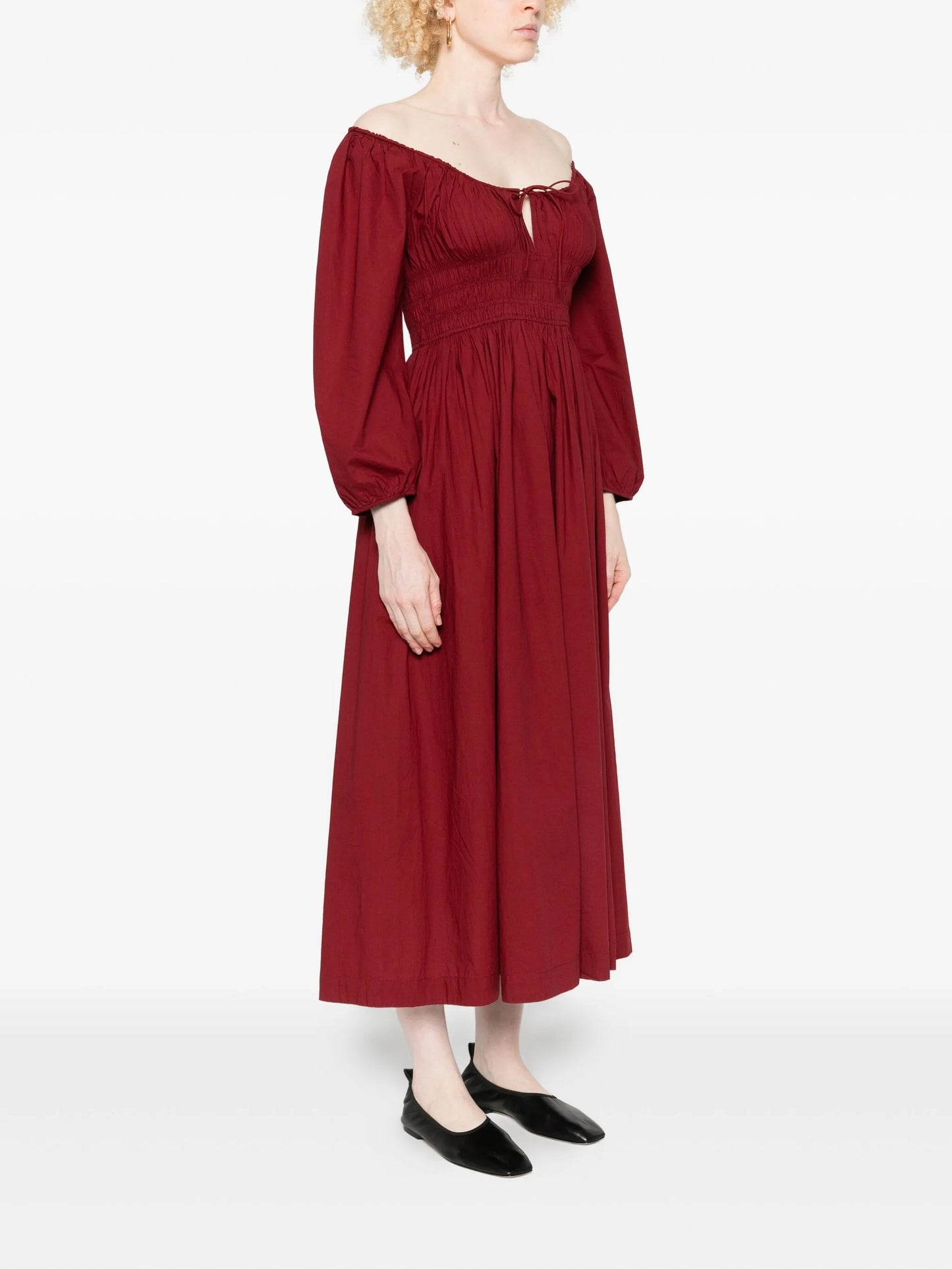 Quintessa puff-sleeve smocked dress