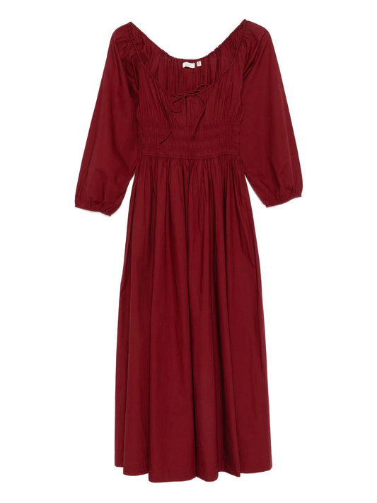 Quintessa puff-sleeve smocked dress