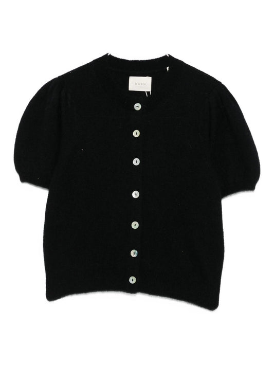 puff-sleeve cardigan