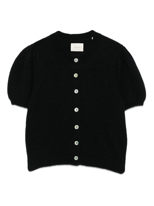 puff-sleeve cardigan
