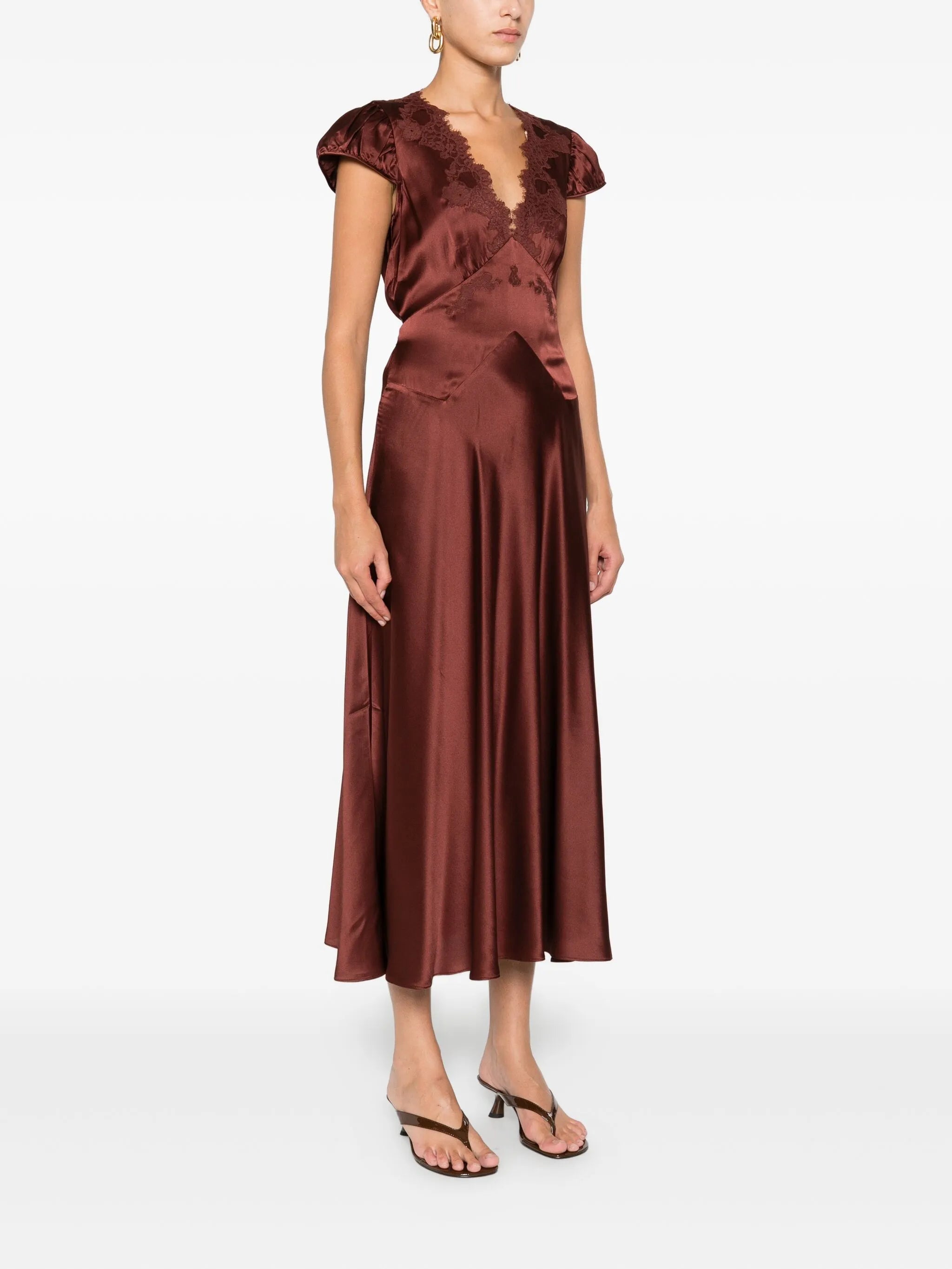 lace-trimmed midi dress