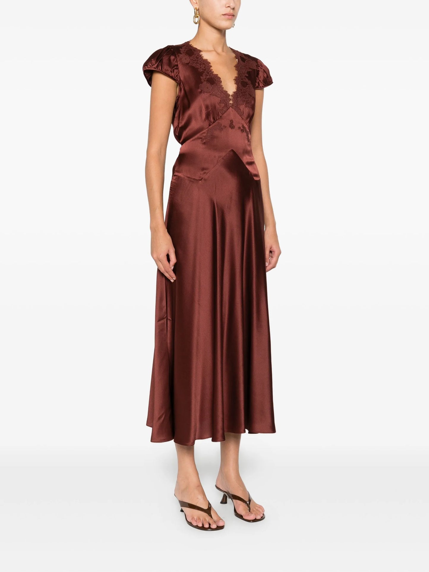 lace-trimmed midi dress