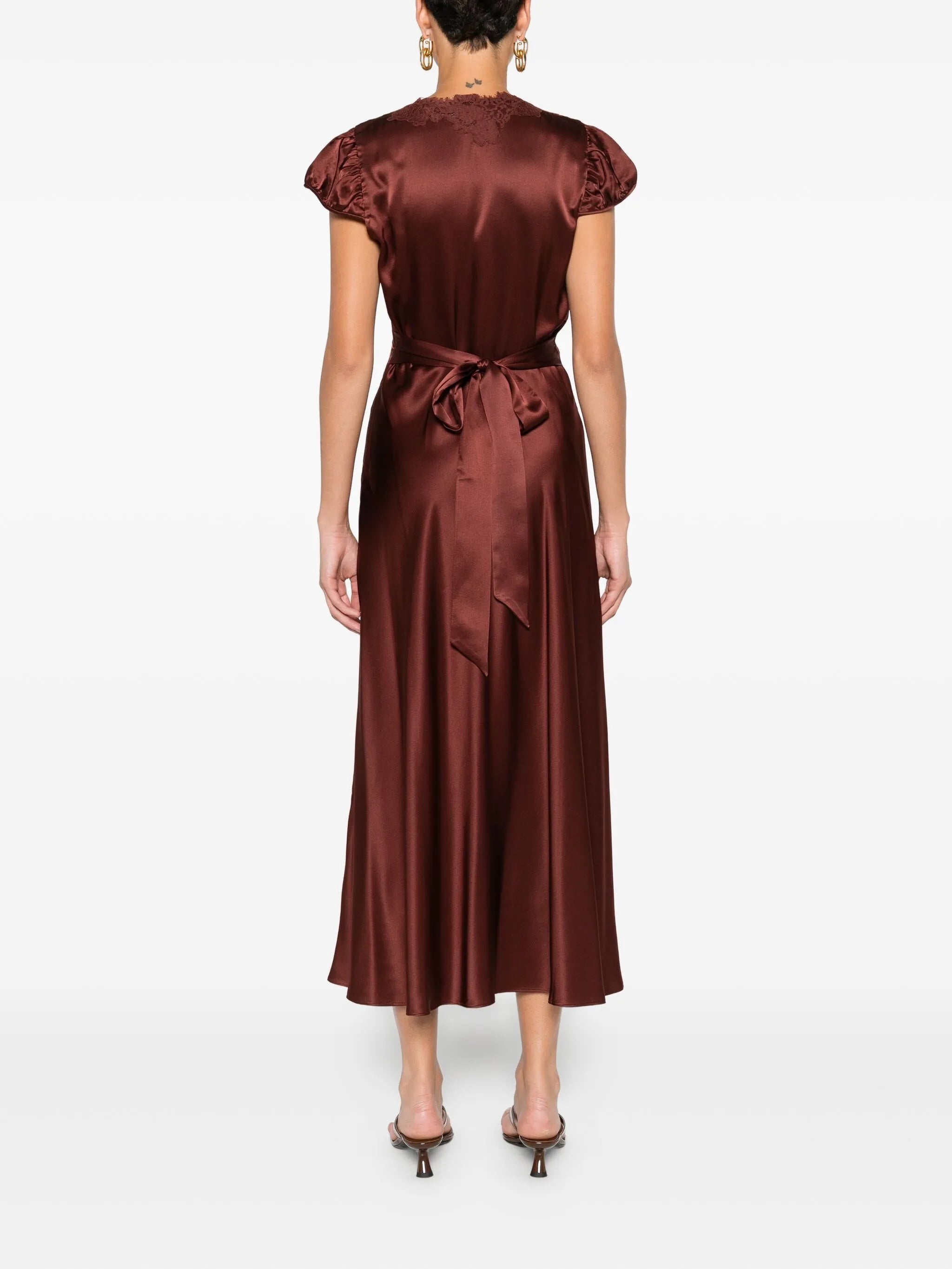 lace-trimmed midi dress