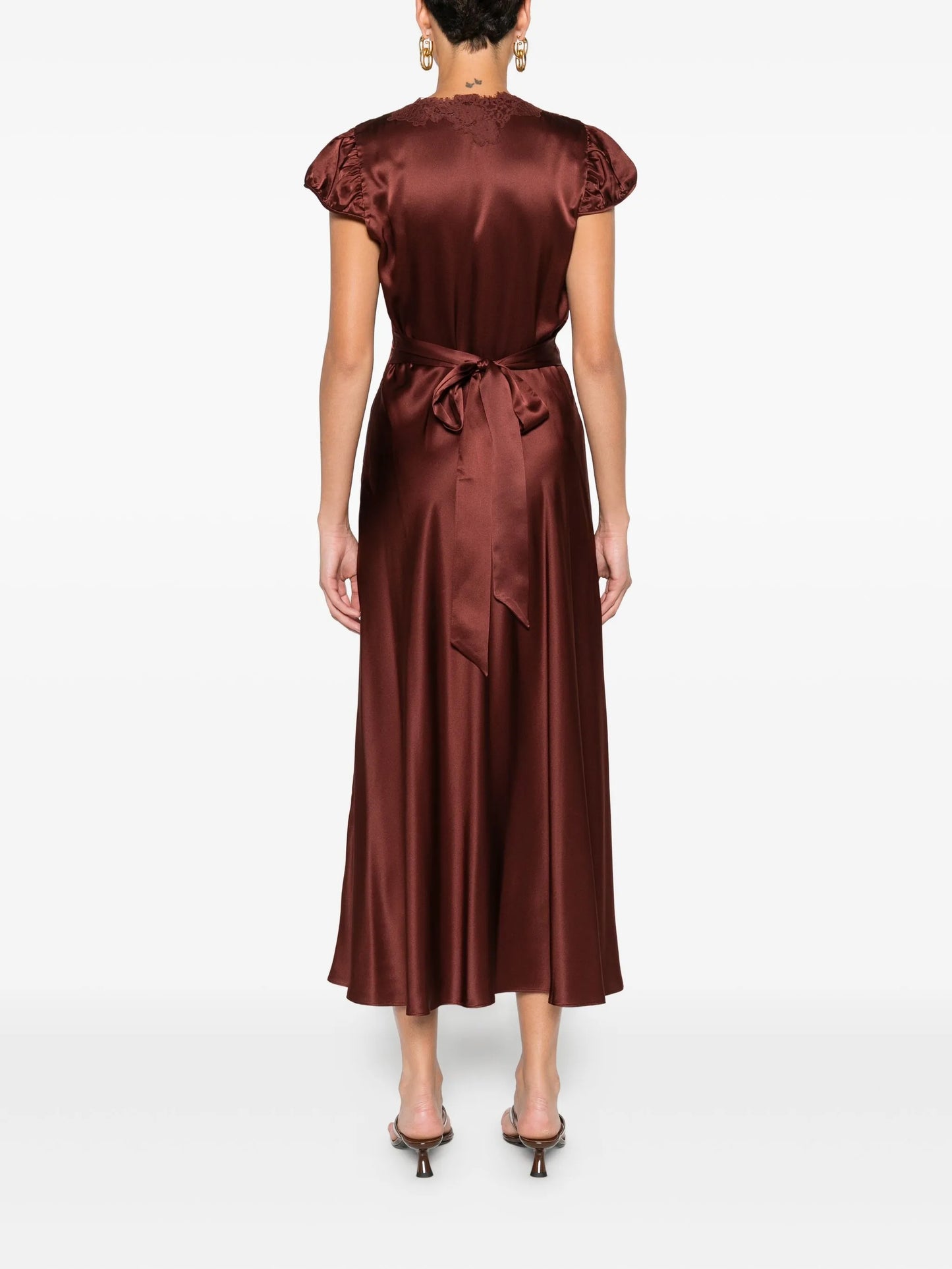 lace-trimmed midi dress