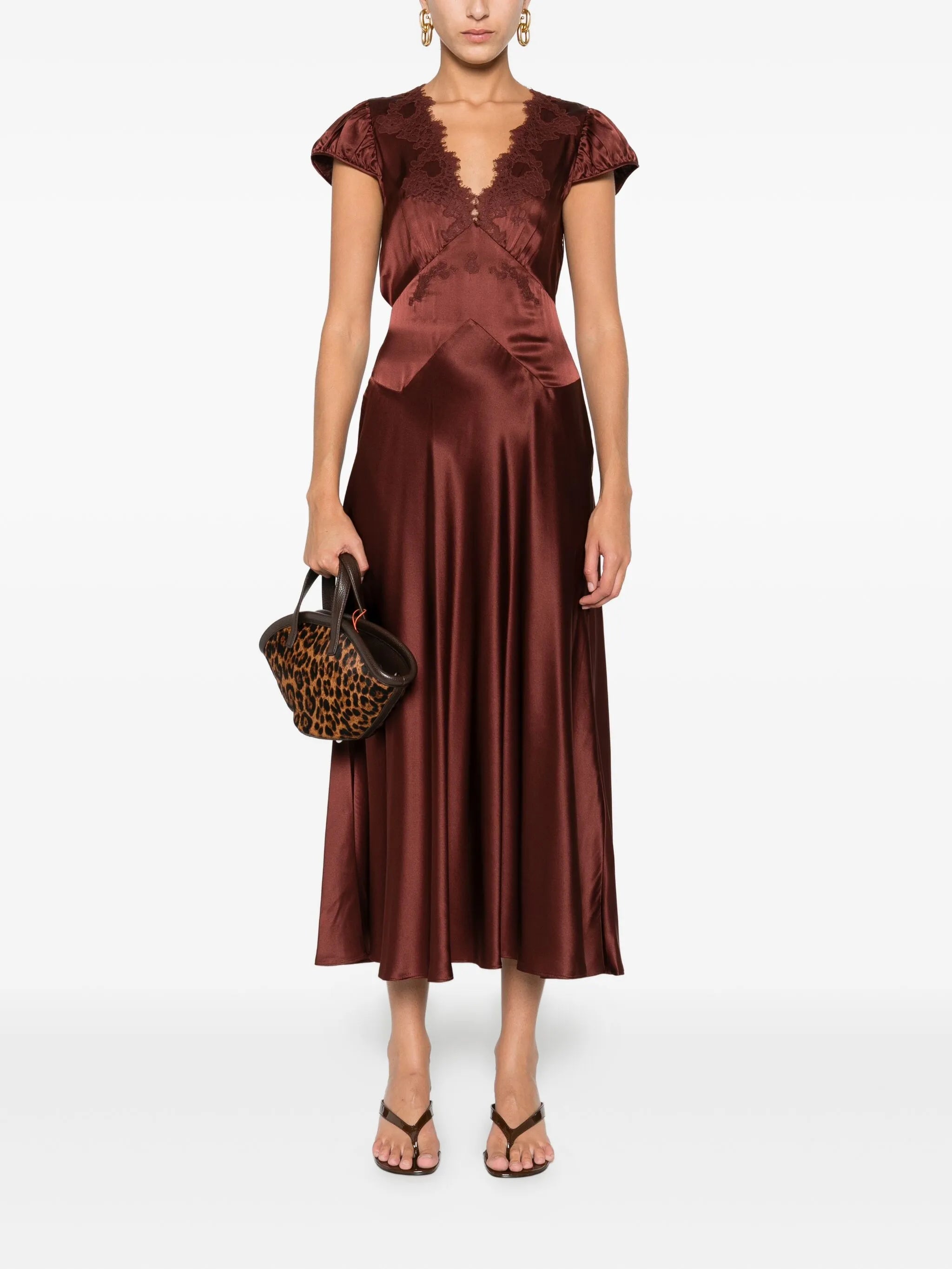 lace-trimmed midi dress