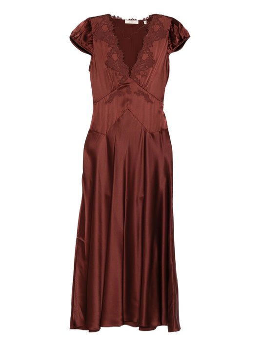 lace-trimmed midi dress