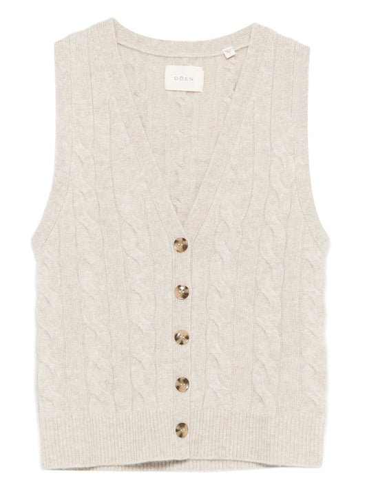 Alberta cable-knit button vest