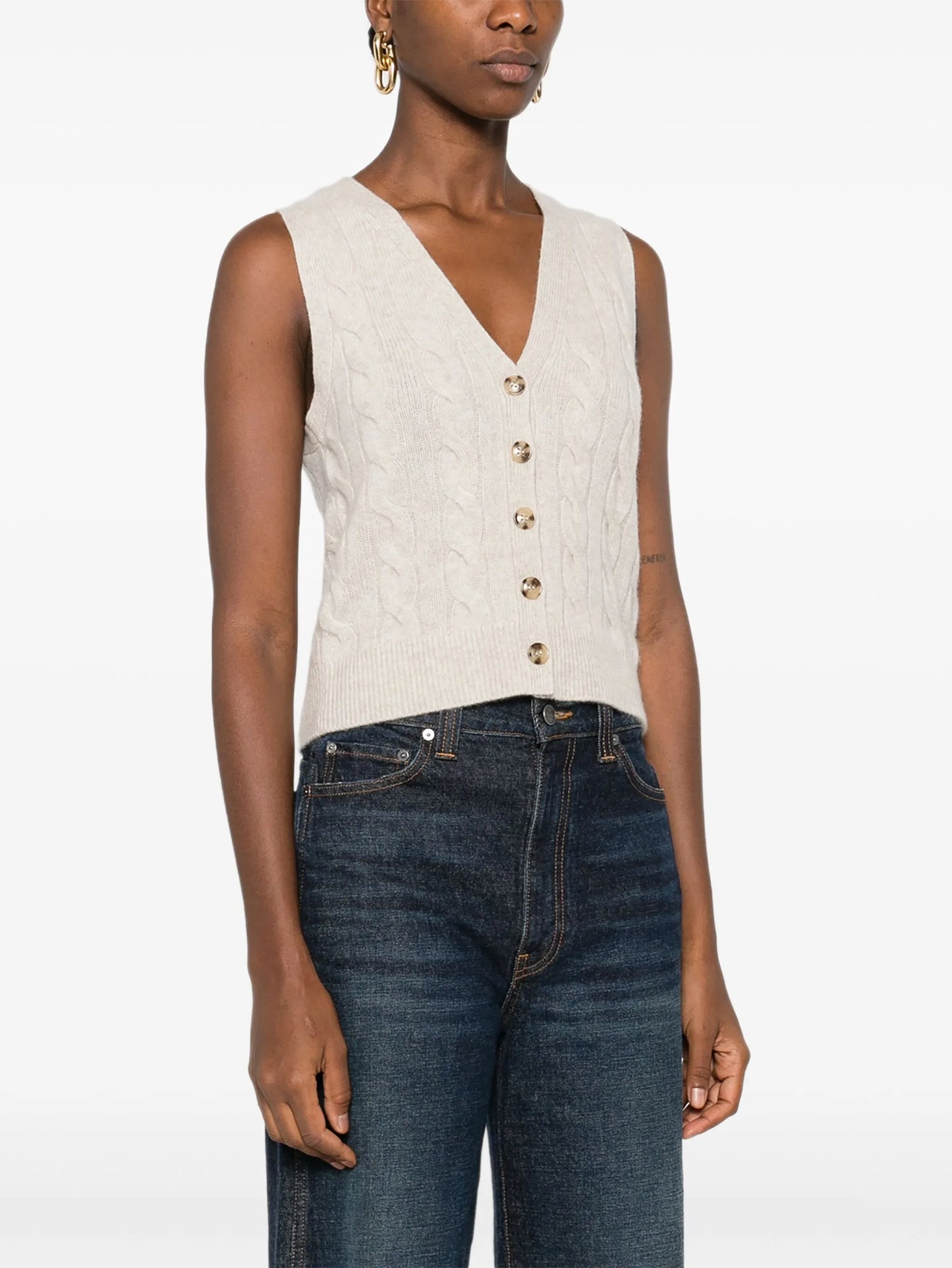 cable-knit button vest