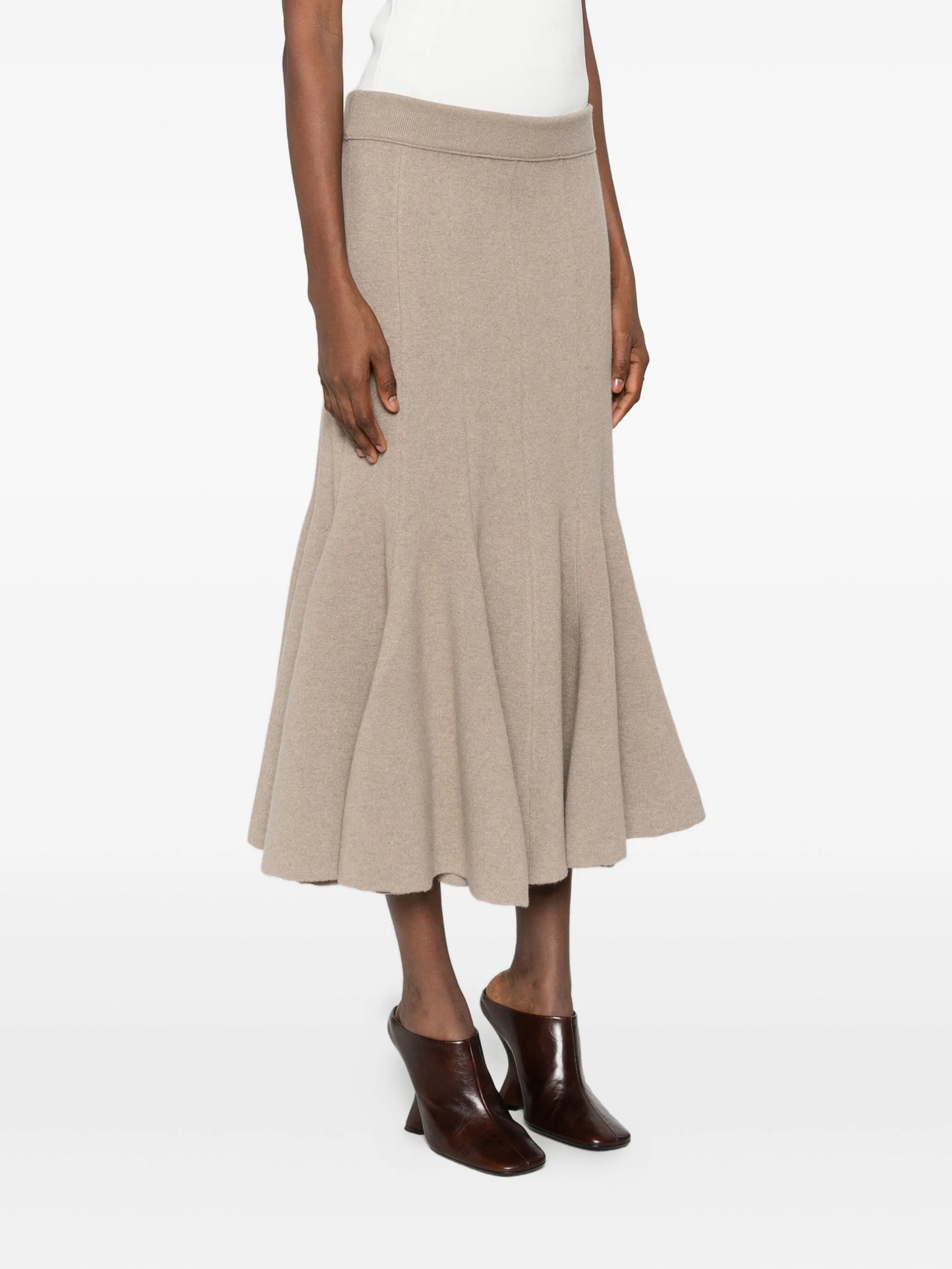 peplum-hem midi skirt