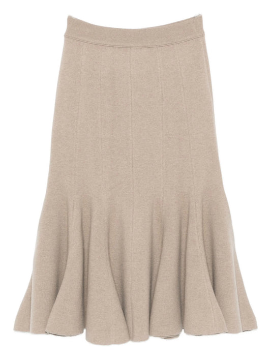 peplum-hem midi skirt