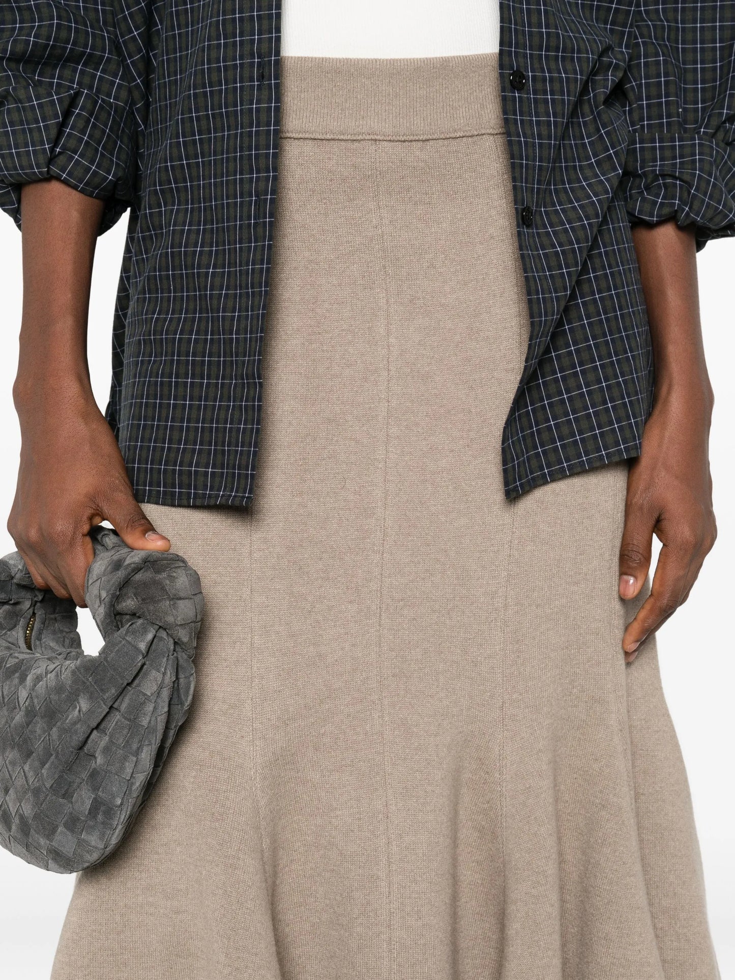 peplum-hem midi skirt