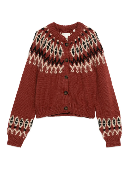 Clarke patterned-intarsia cardigan
