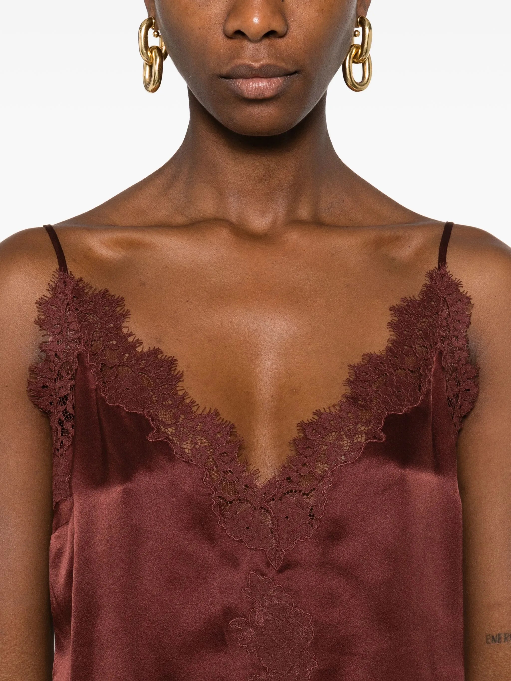 lace-trimmed satin top