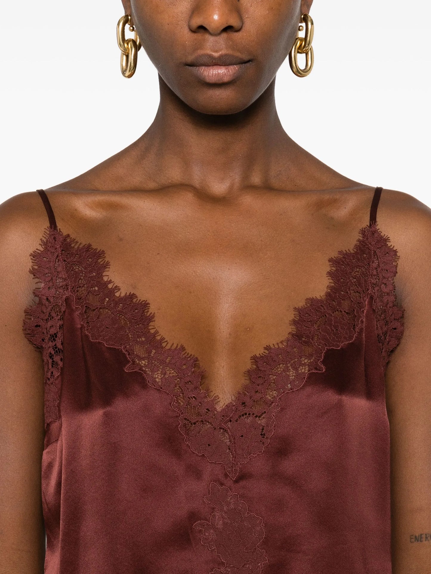 lace-trimmed satin top