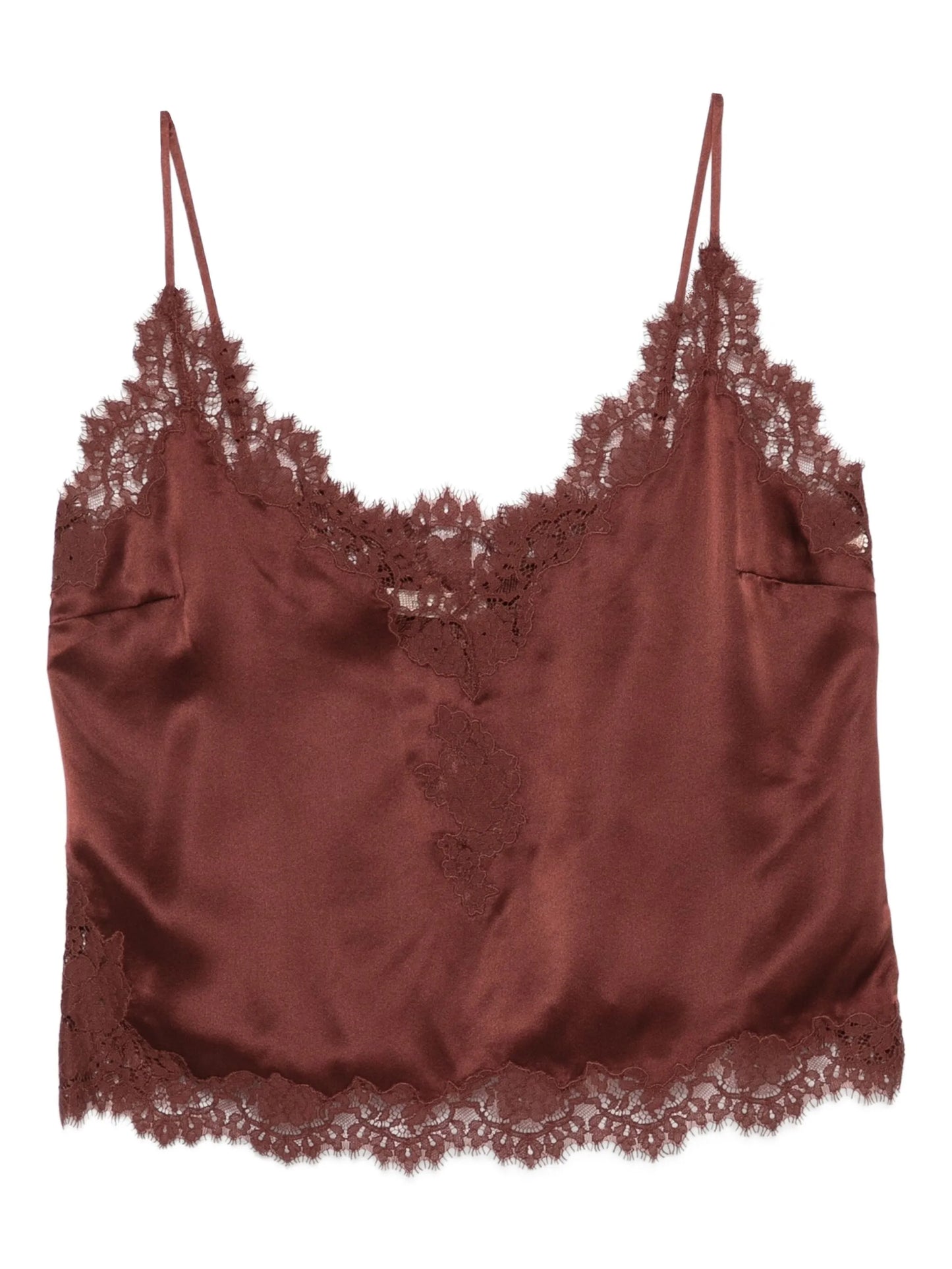 lace-trimmed satin top