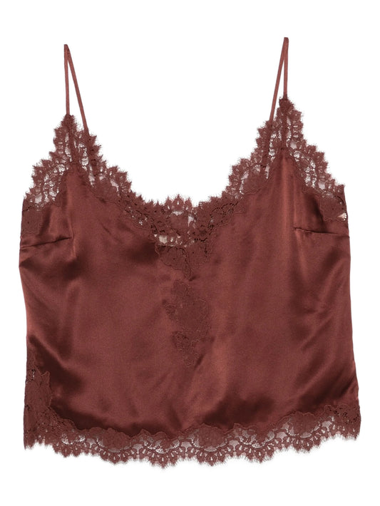 lace-trimmed satin top