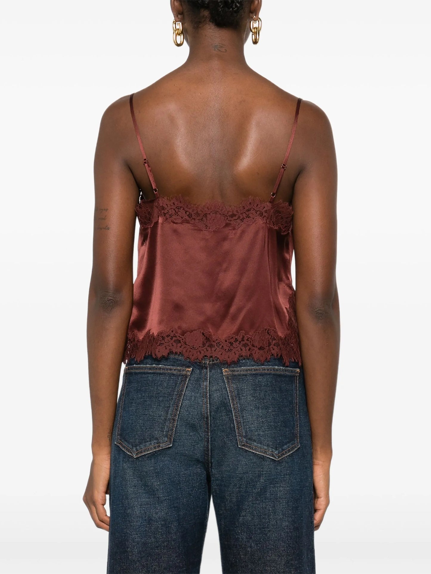 lace-trimmed satin top