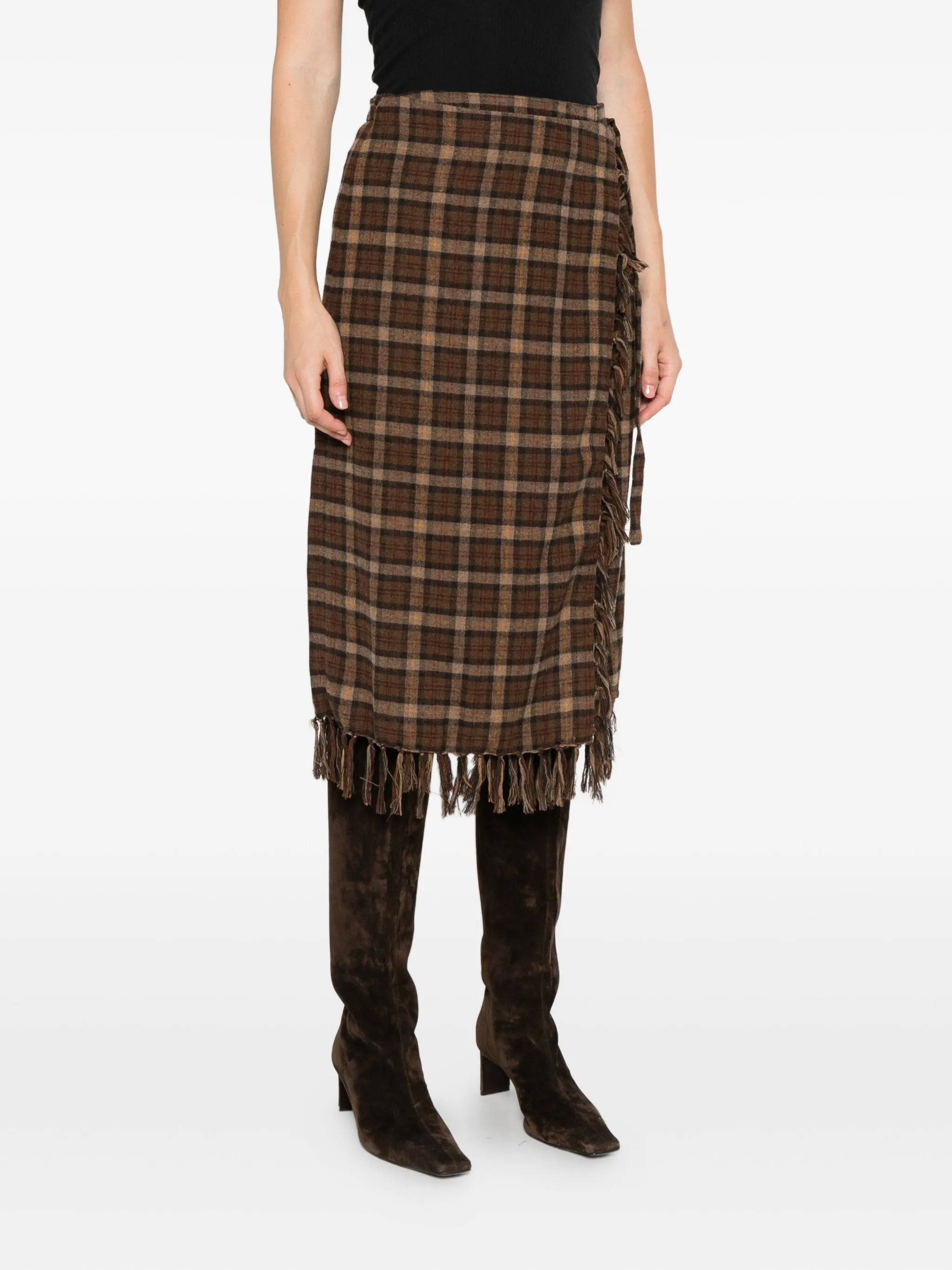 Saskia checked midi skirt