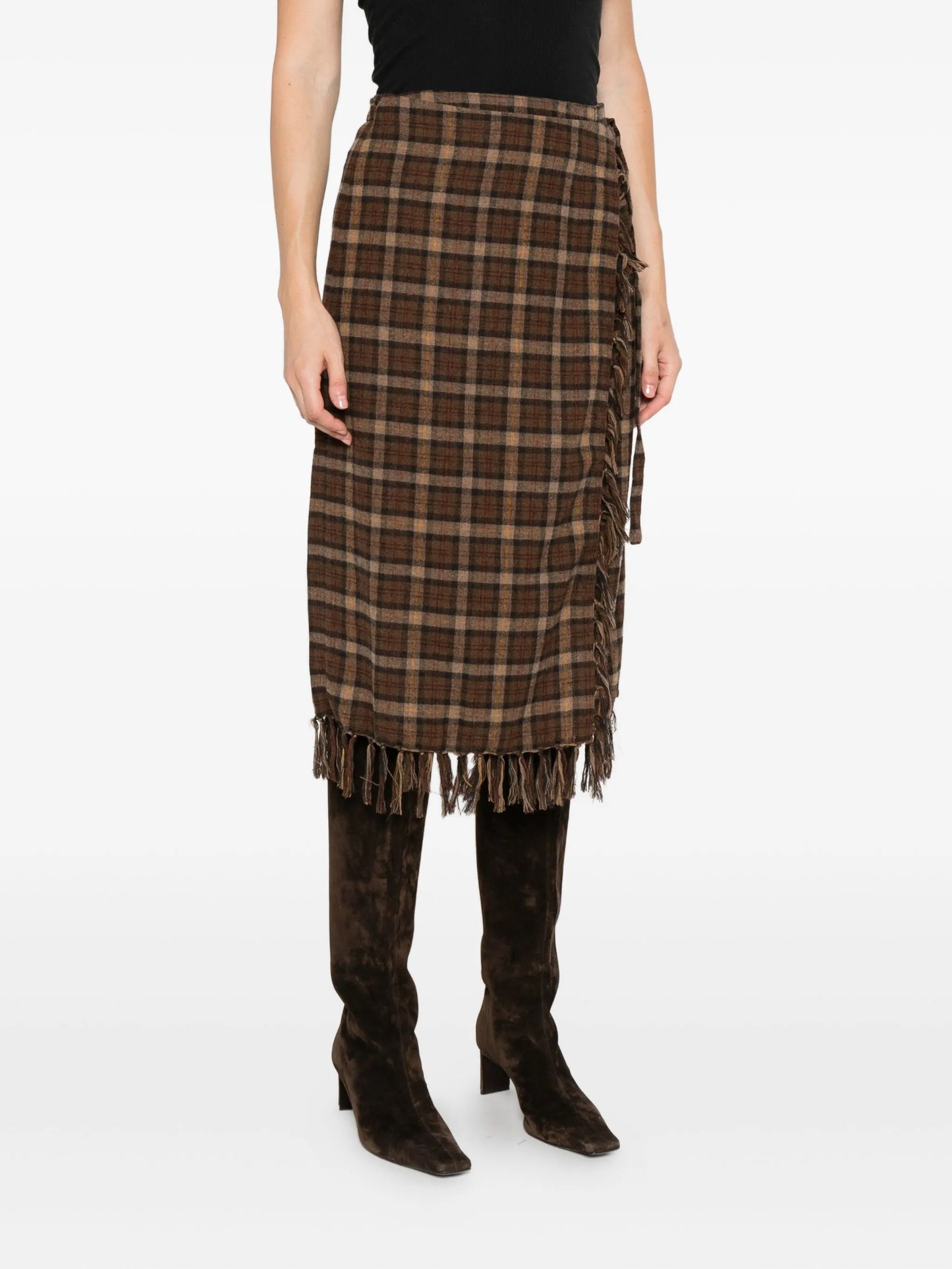 Saskia checked midi skirt