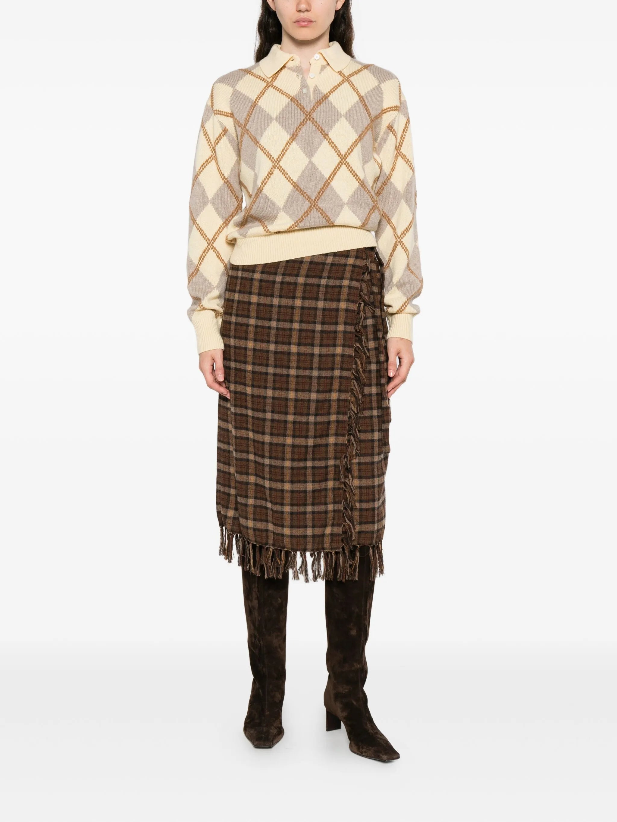 Saskia checked midi skirt