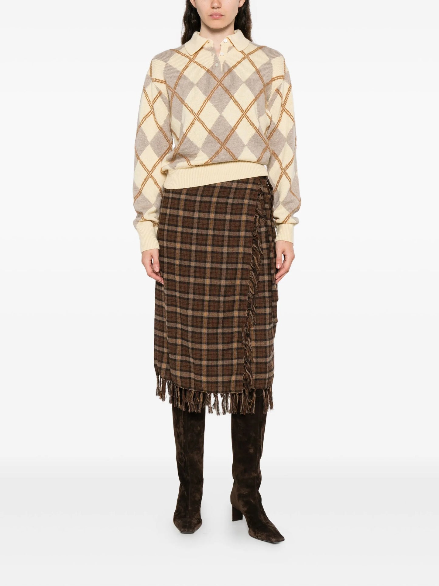 Saskia checked midi skirt