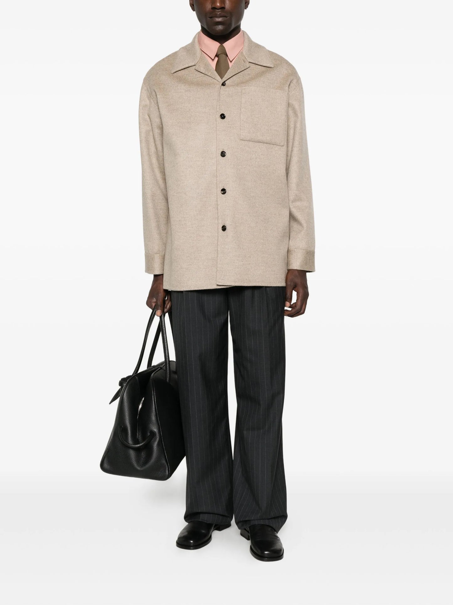 mélange-effect shirt jacket