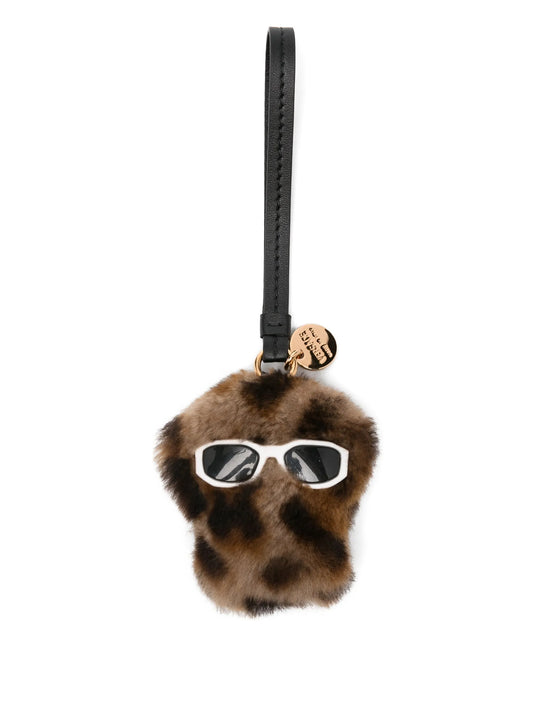 leopard-print textured keyring