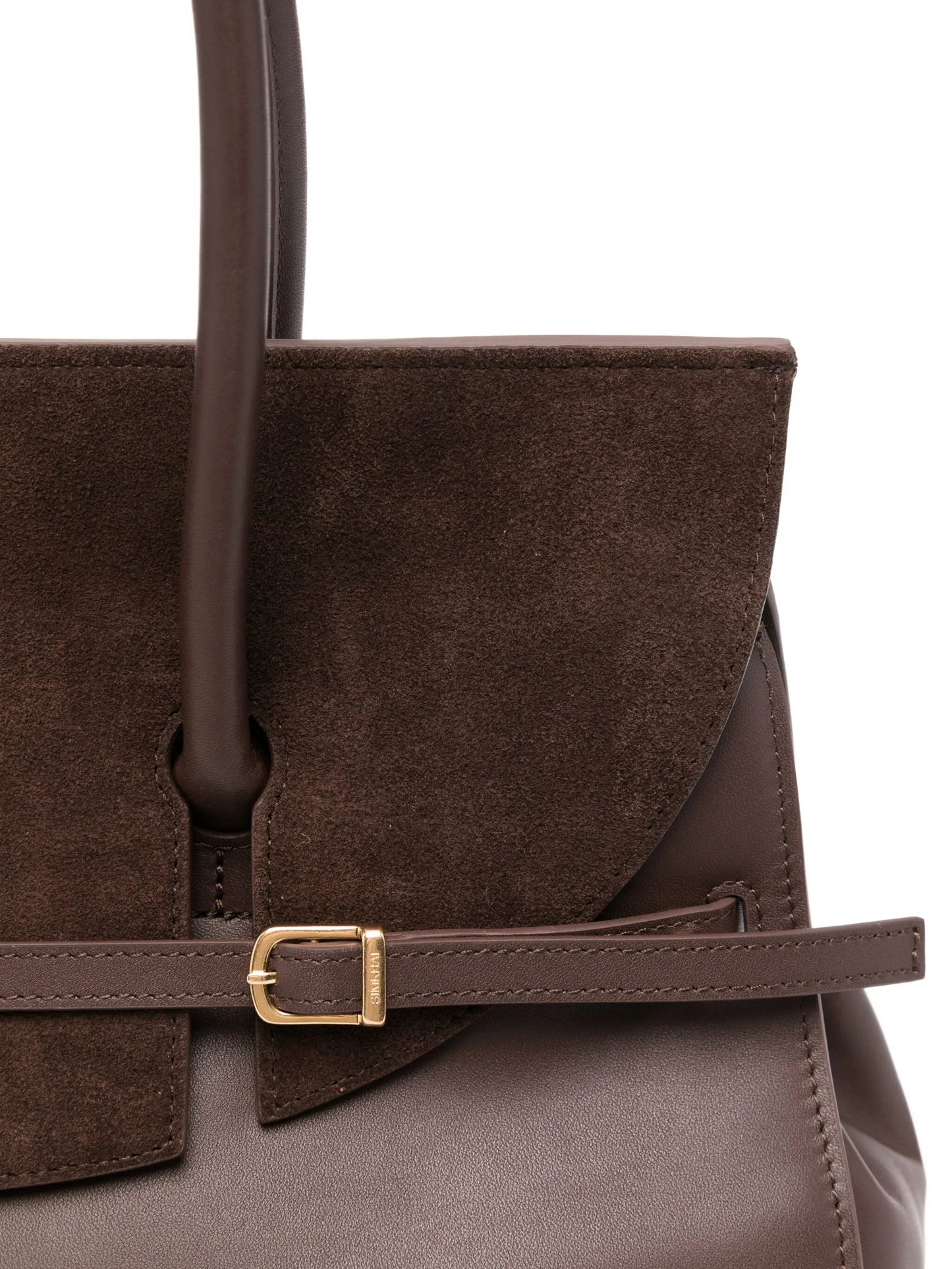 River suede buckle shoulder bag