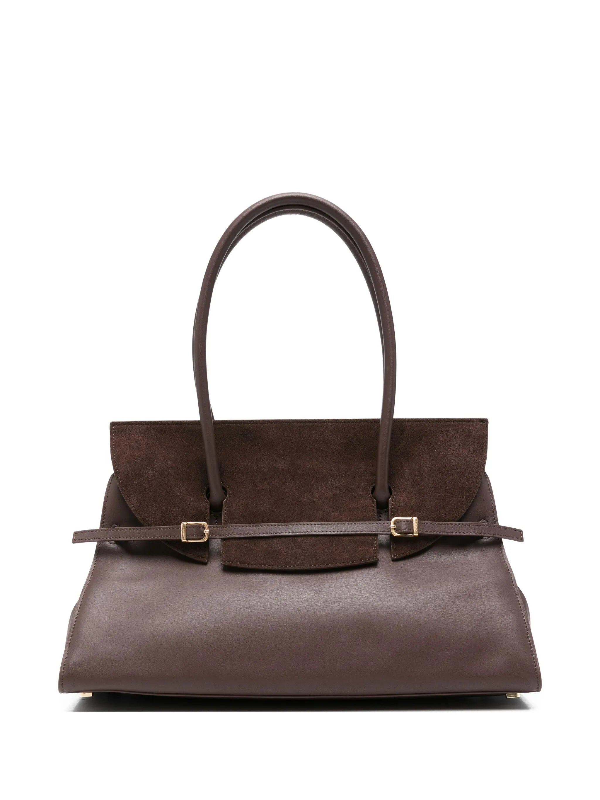 River suede buckle shoulder bag