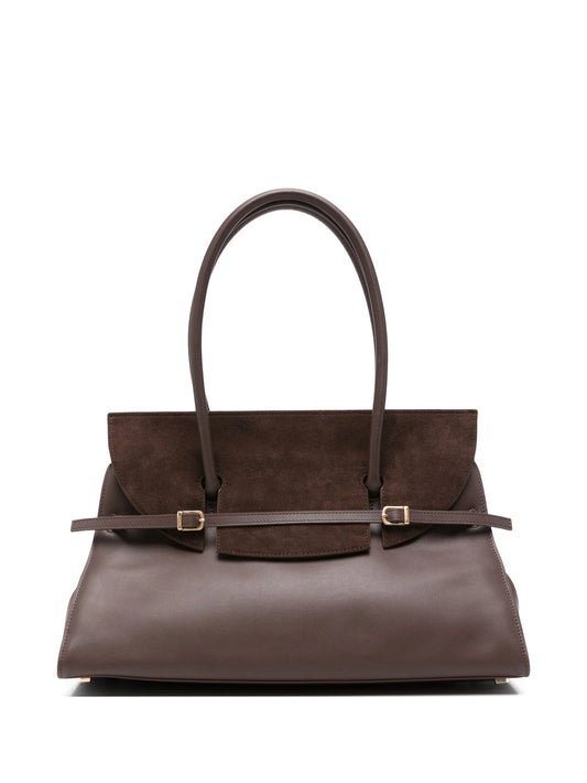 River suede buckle shoulder bag