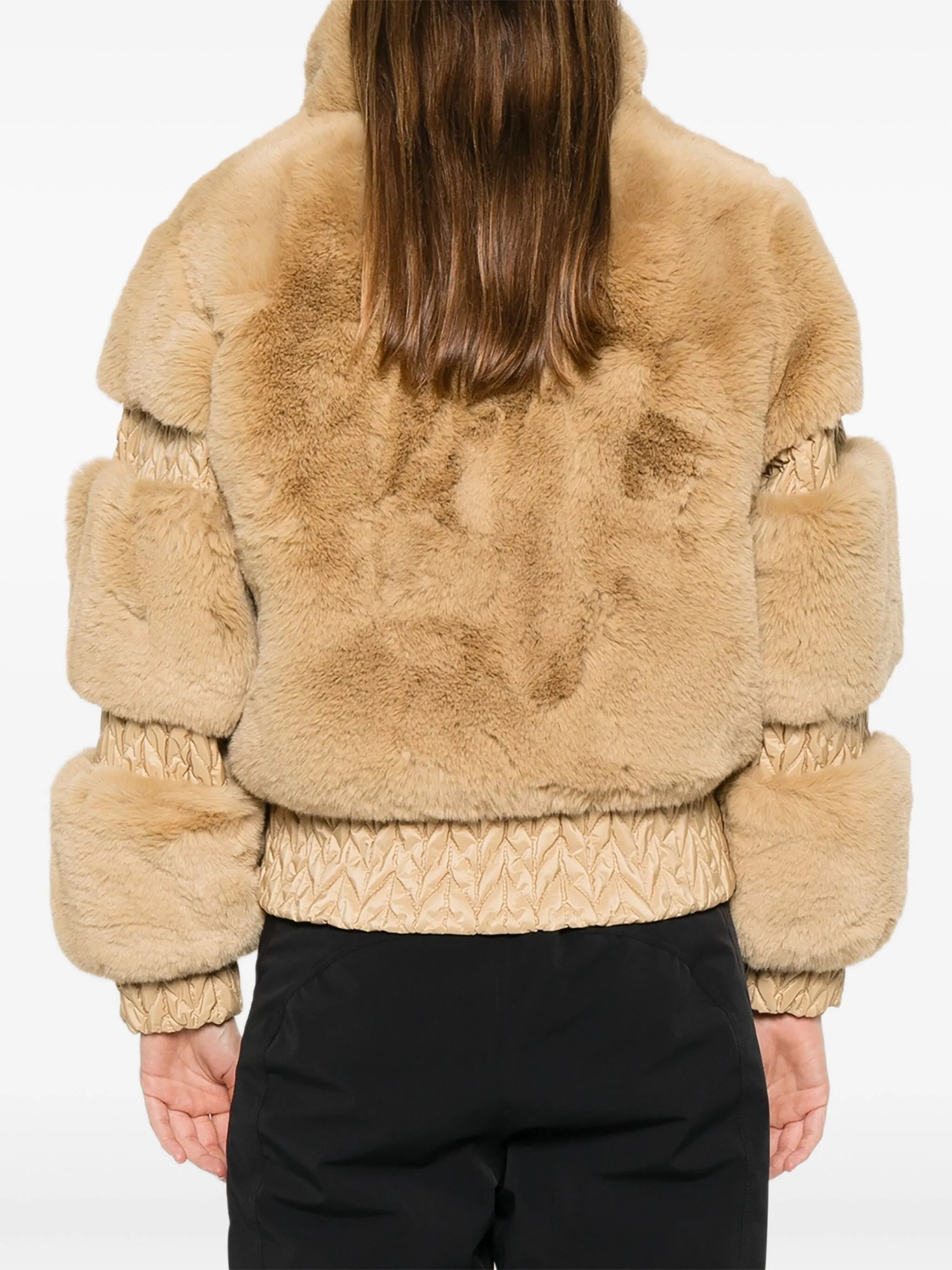 Furry zip-fastening ski jacket