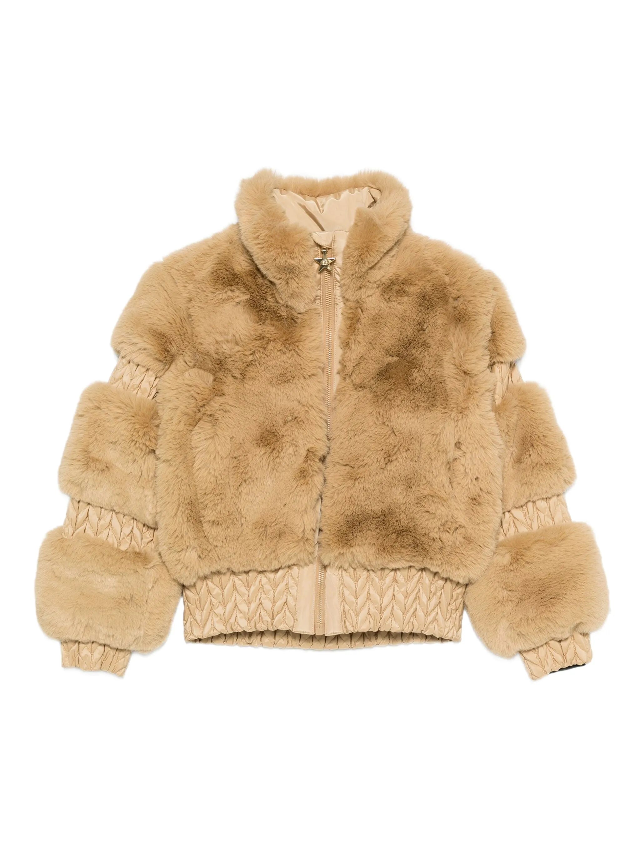 Furry zip-fastening ski jacket