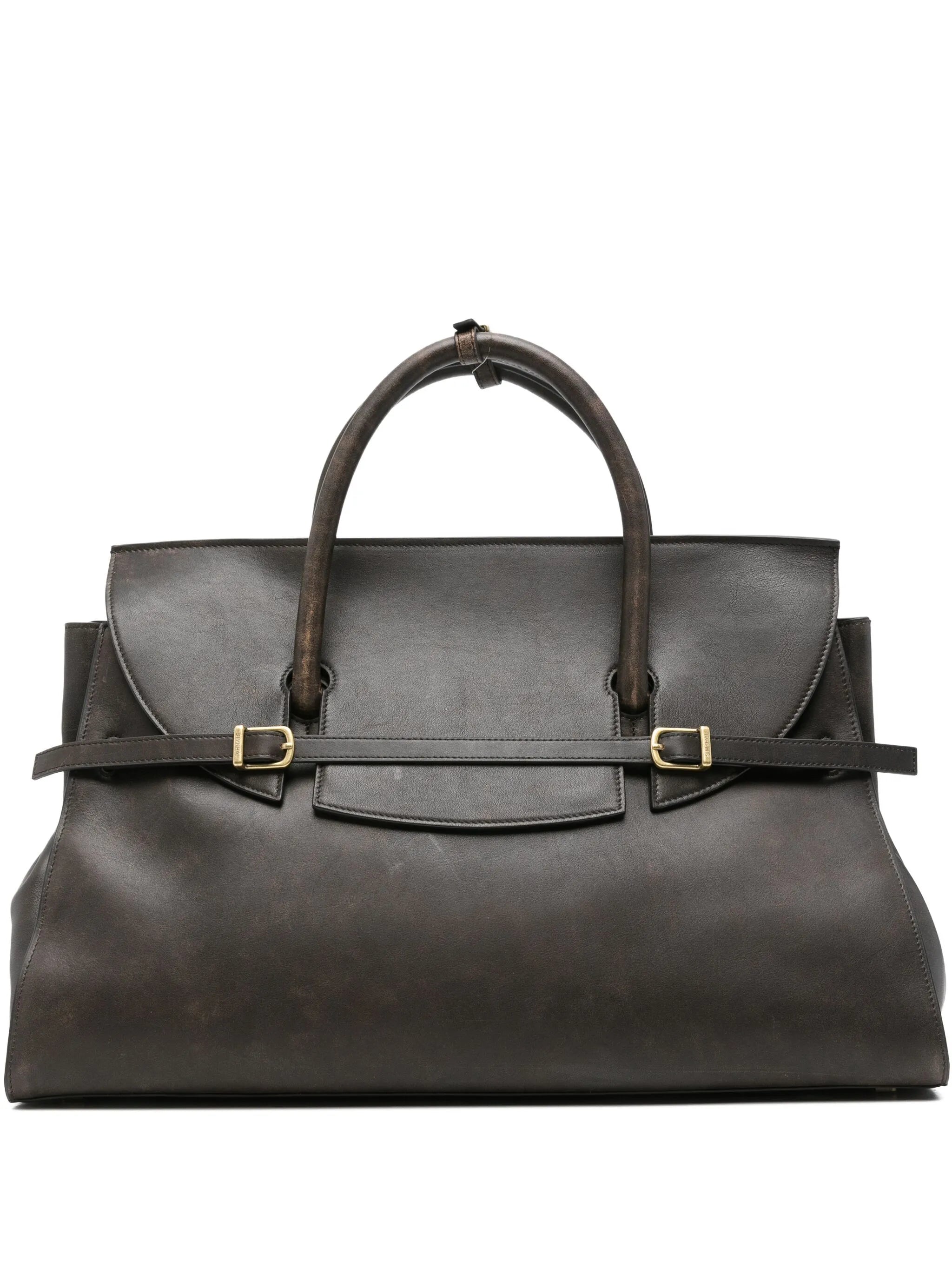 River leather weekender tote bag