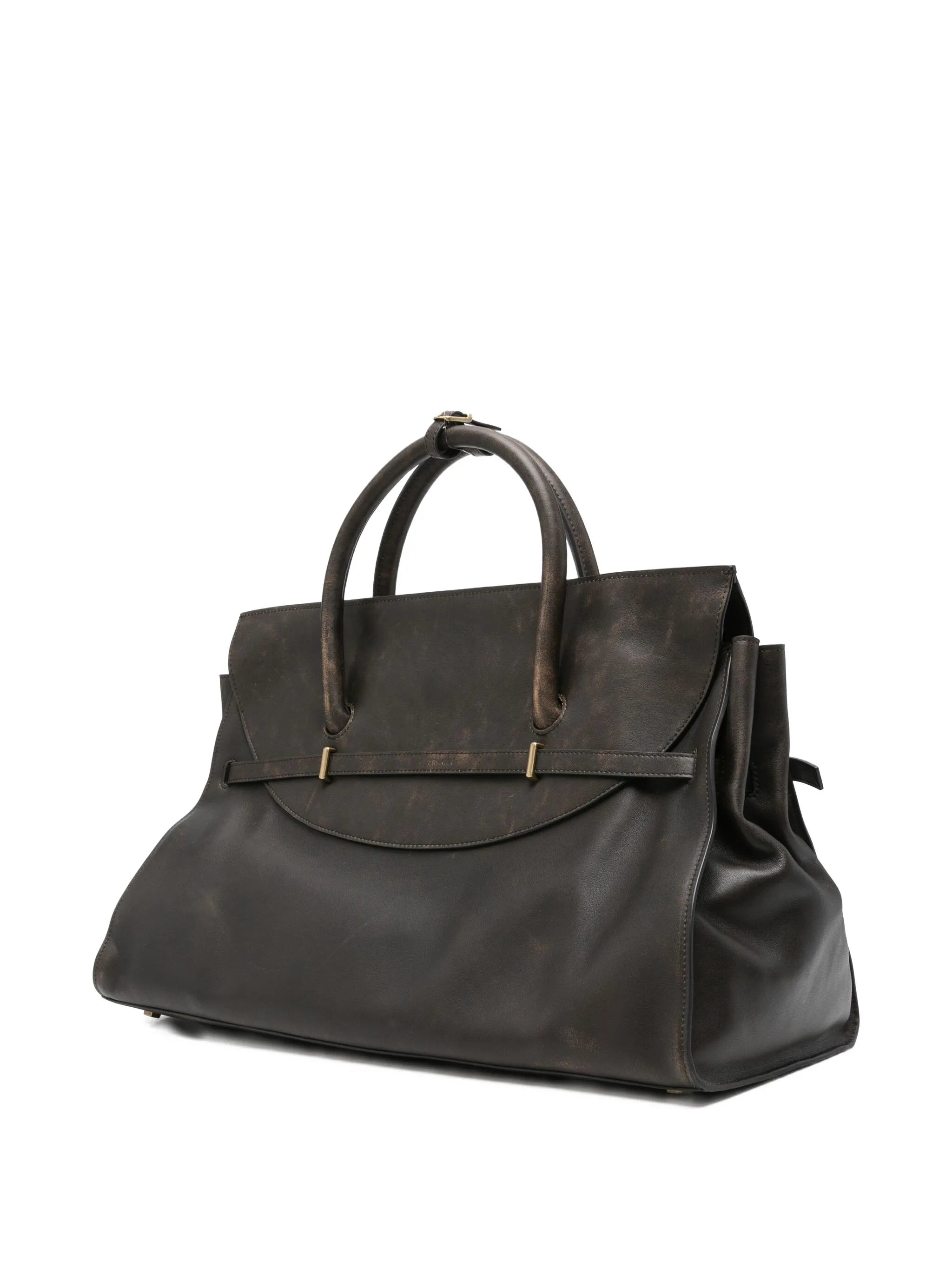 River leather weekender tote bag