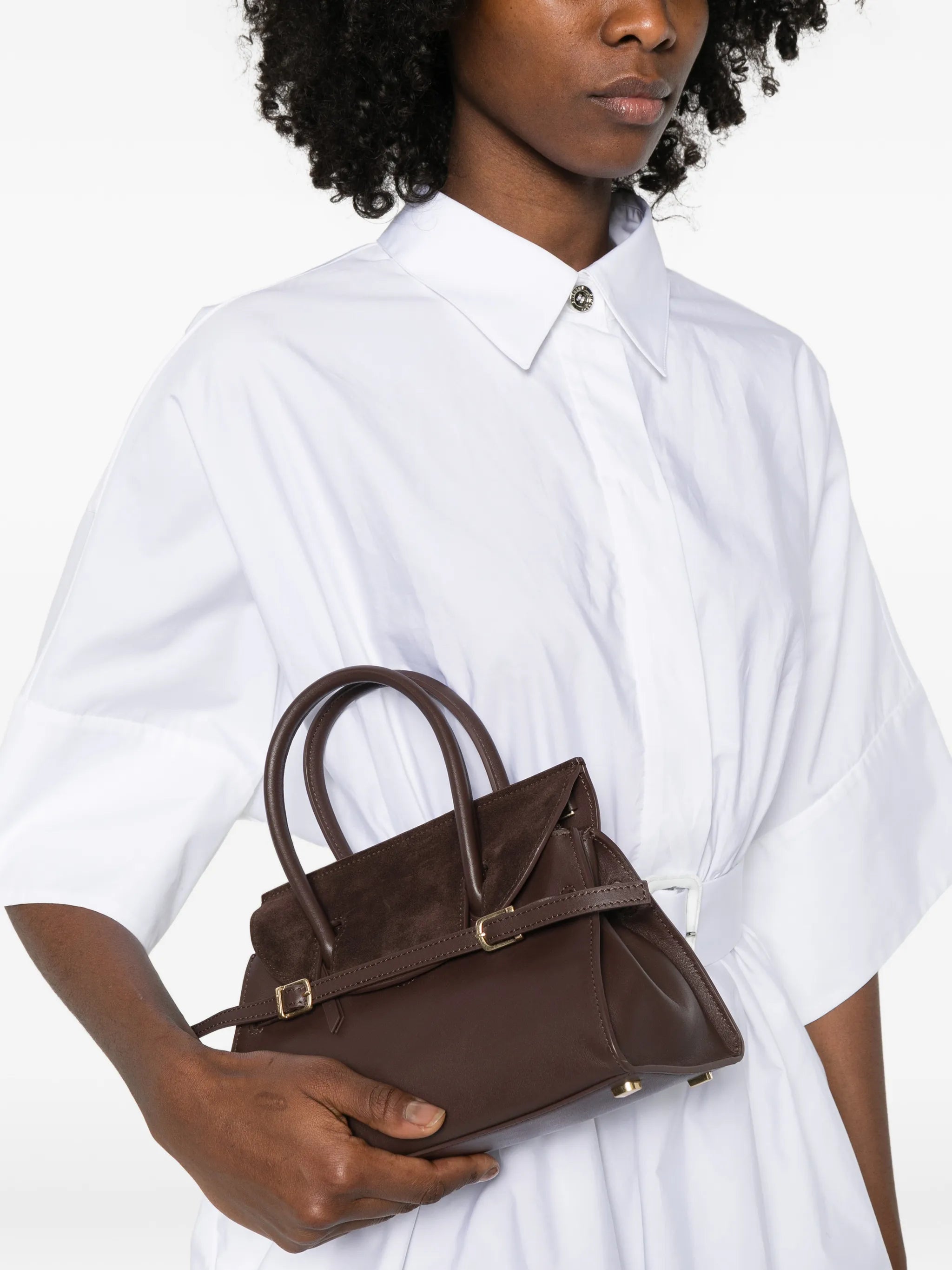 small River suede-panel buckled tote bag