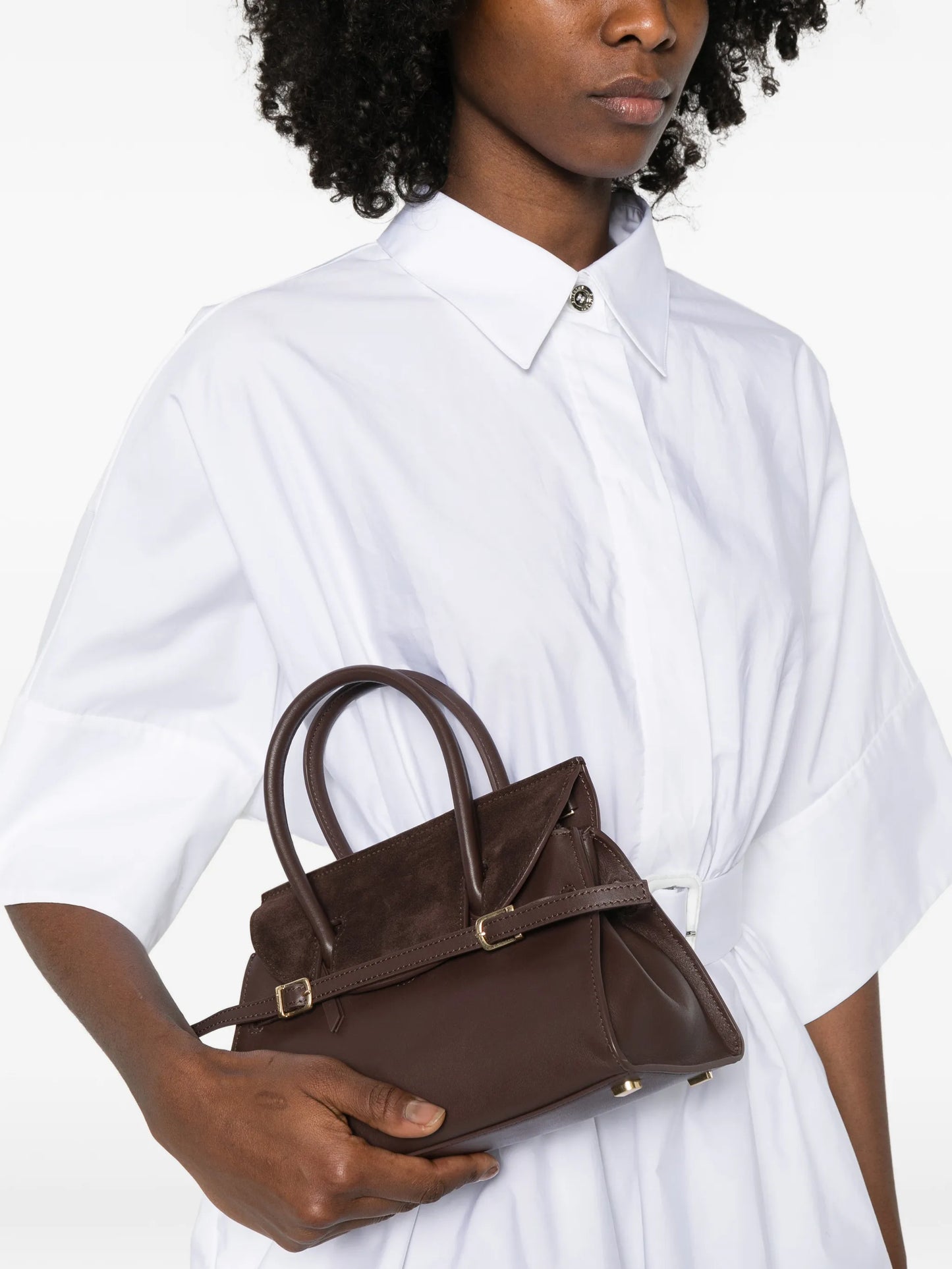 small River suede-panel buckled tote bag