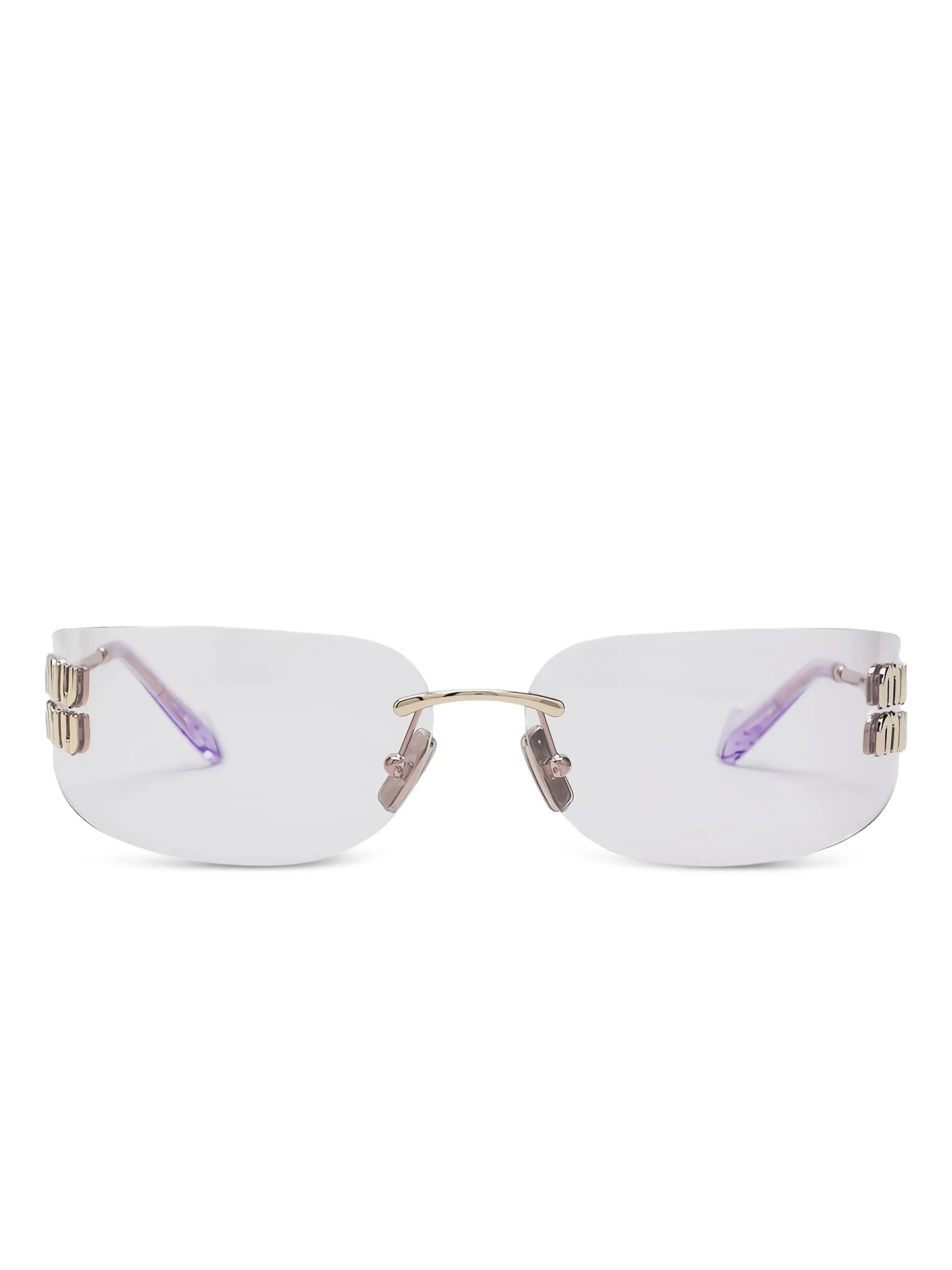 logo-plaque rimless sunglasses