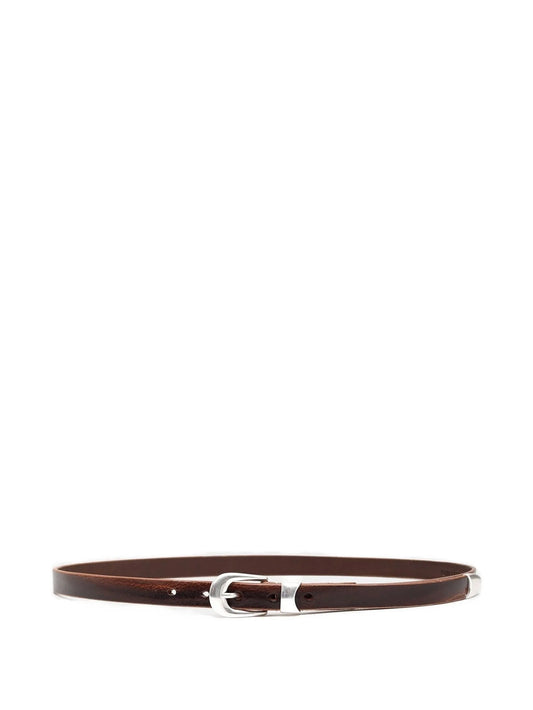 leather silver-buckle belt